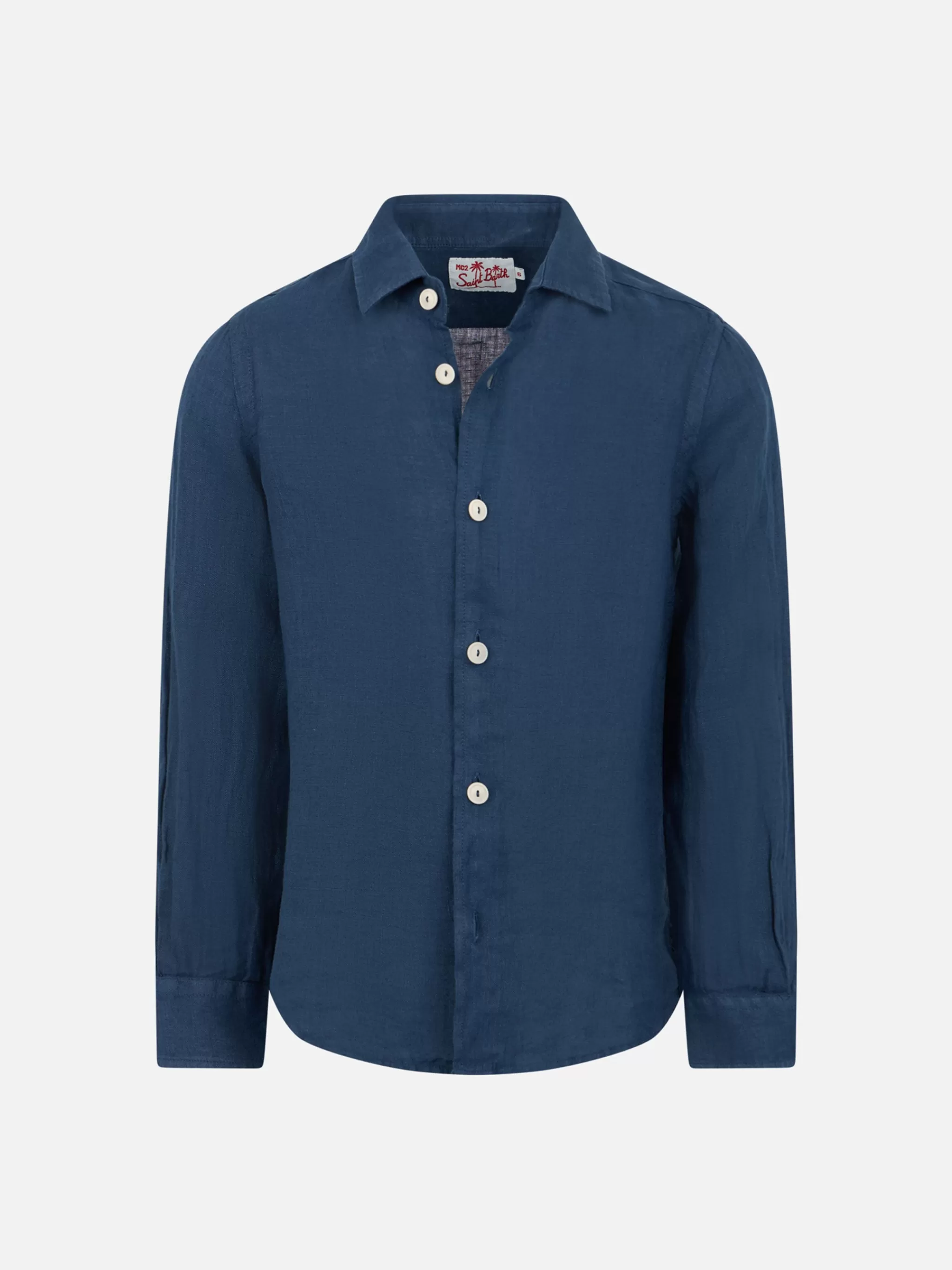 MC2 Saint Barth Kid navy blue linen shirt Agnes Clearance