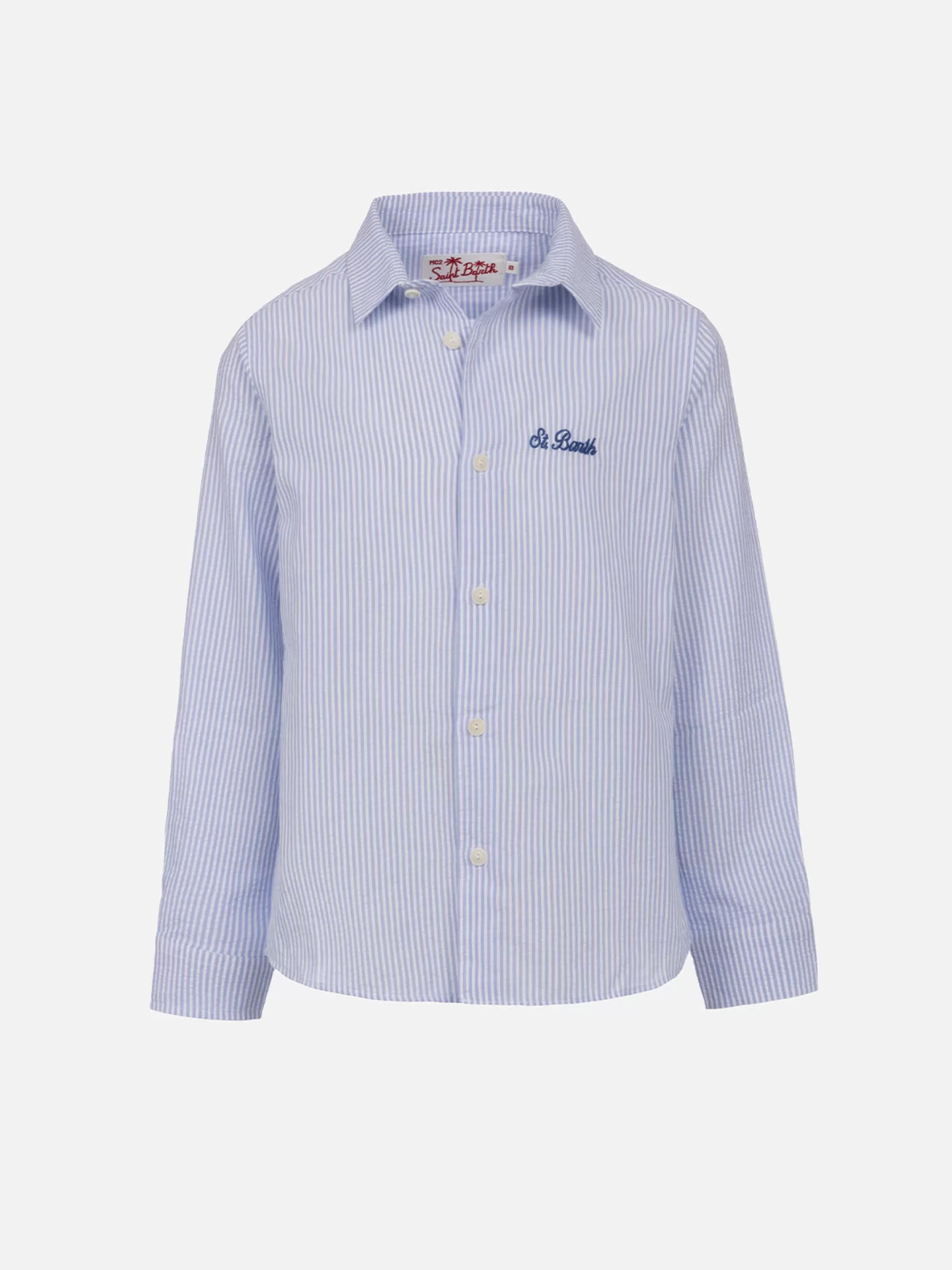 MC2 Saint Barth Kid striped seersucker cotton shirt Agnes Discount