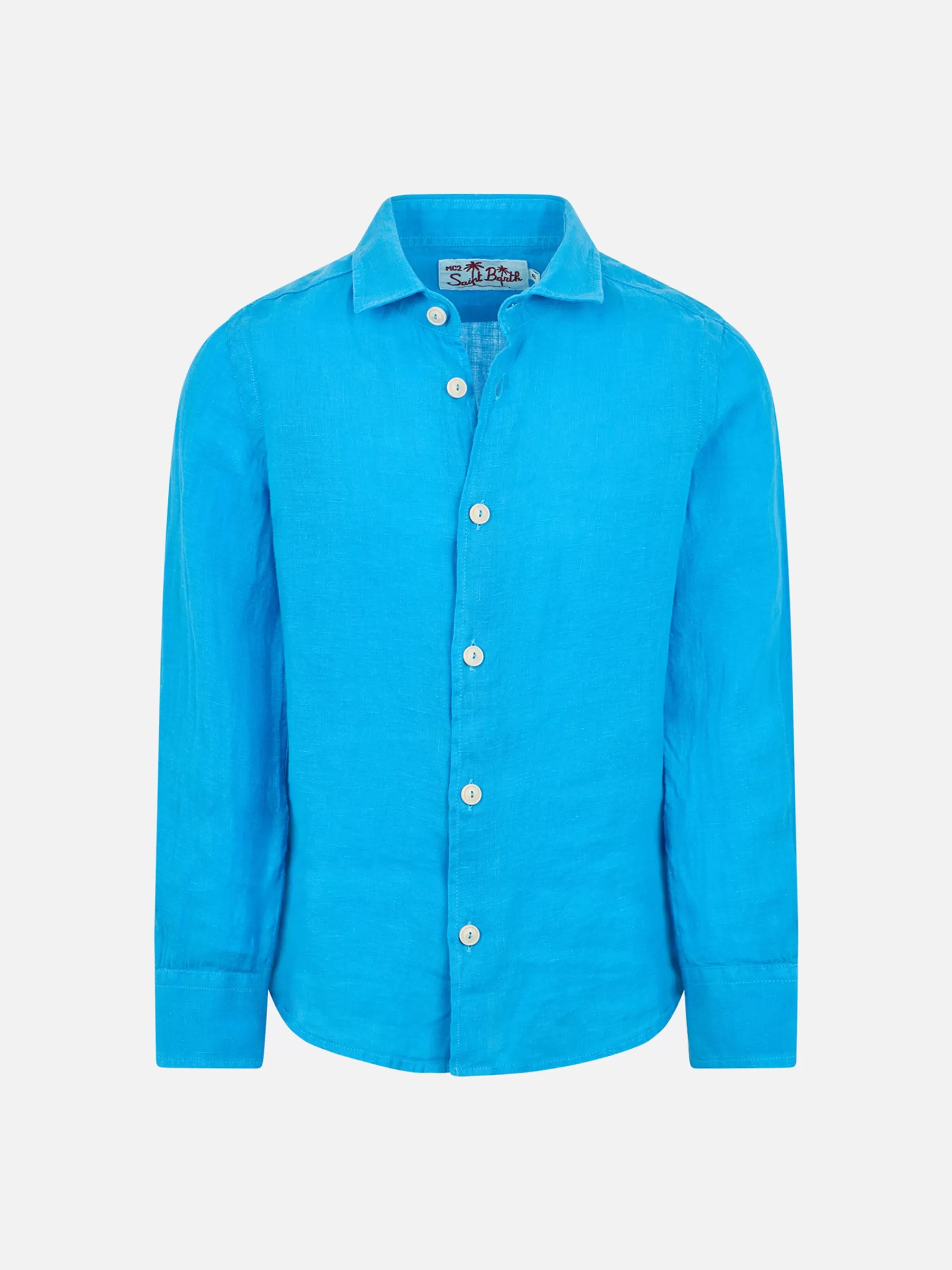 MC2 Saint Barth Kid turquoise linen shirt Agnes New