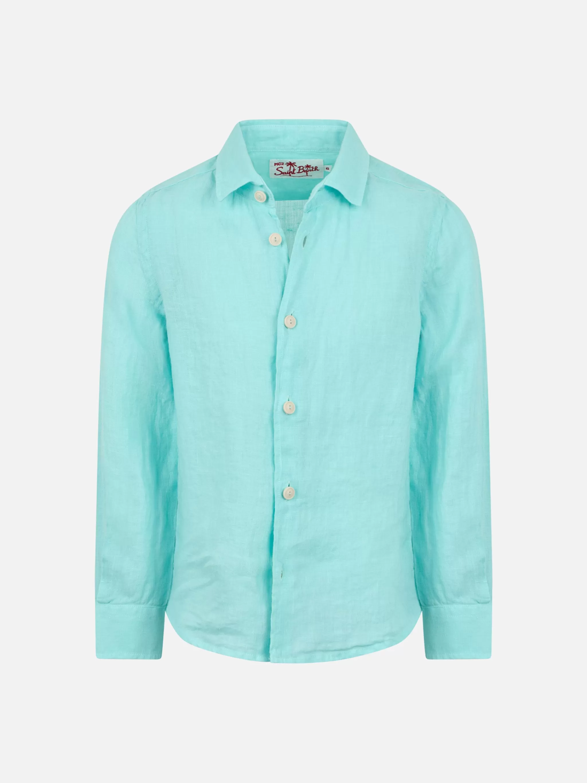 MC2 Saint Barth Kid water green linen shirt Agnes Fashion