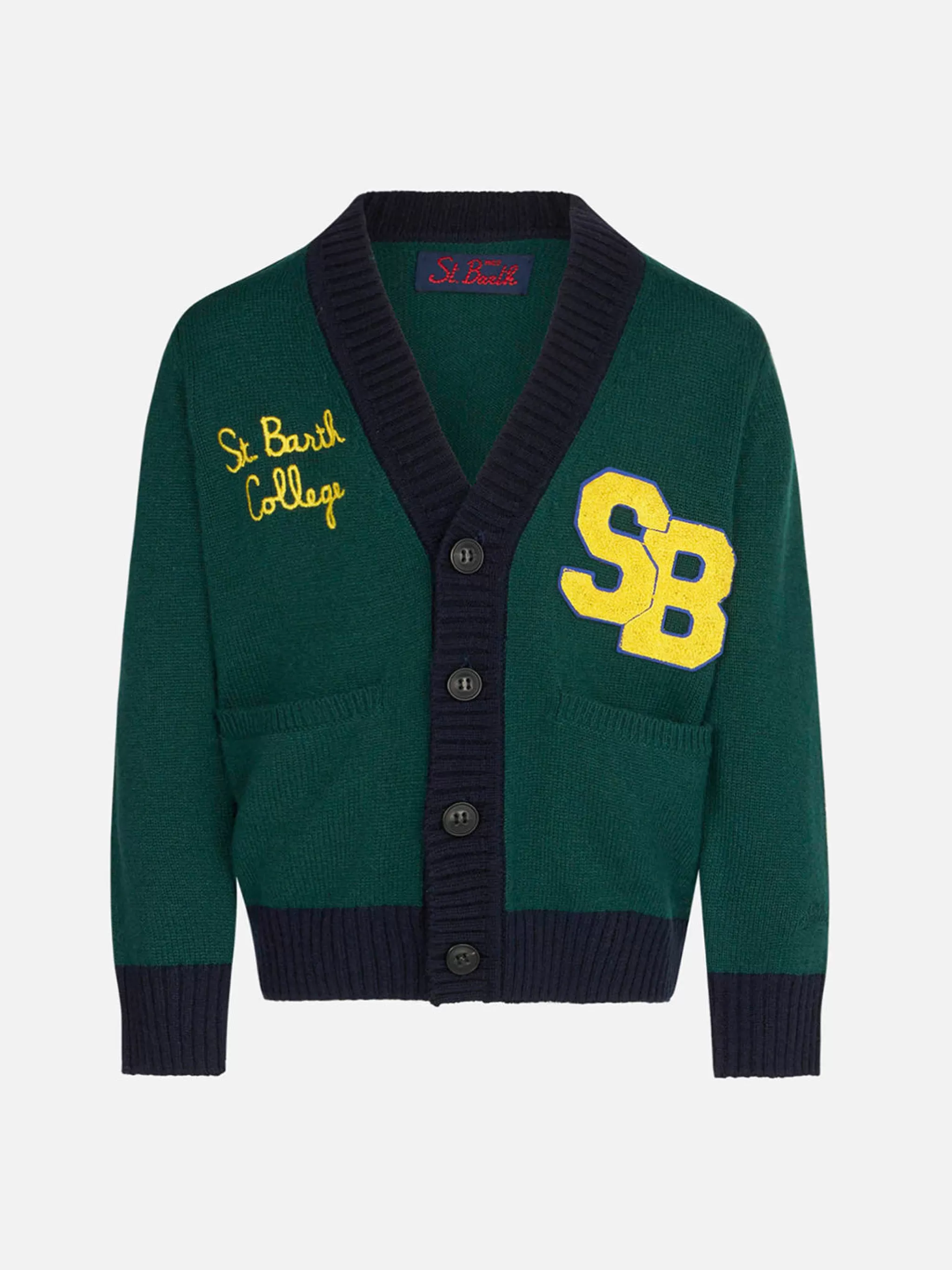 MC2 Saint Barth Knitted cardigan with patch and St. Barth College embroidery Outlet