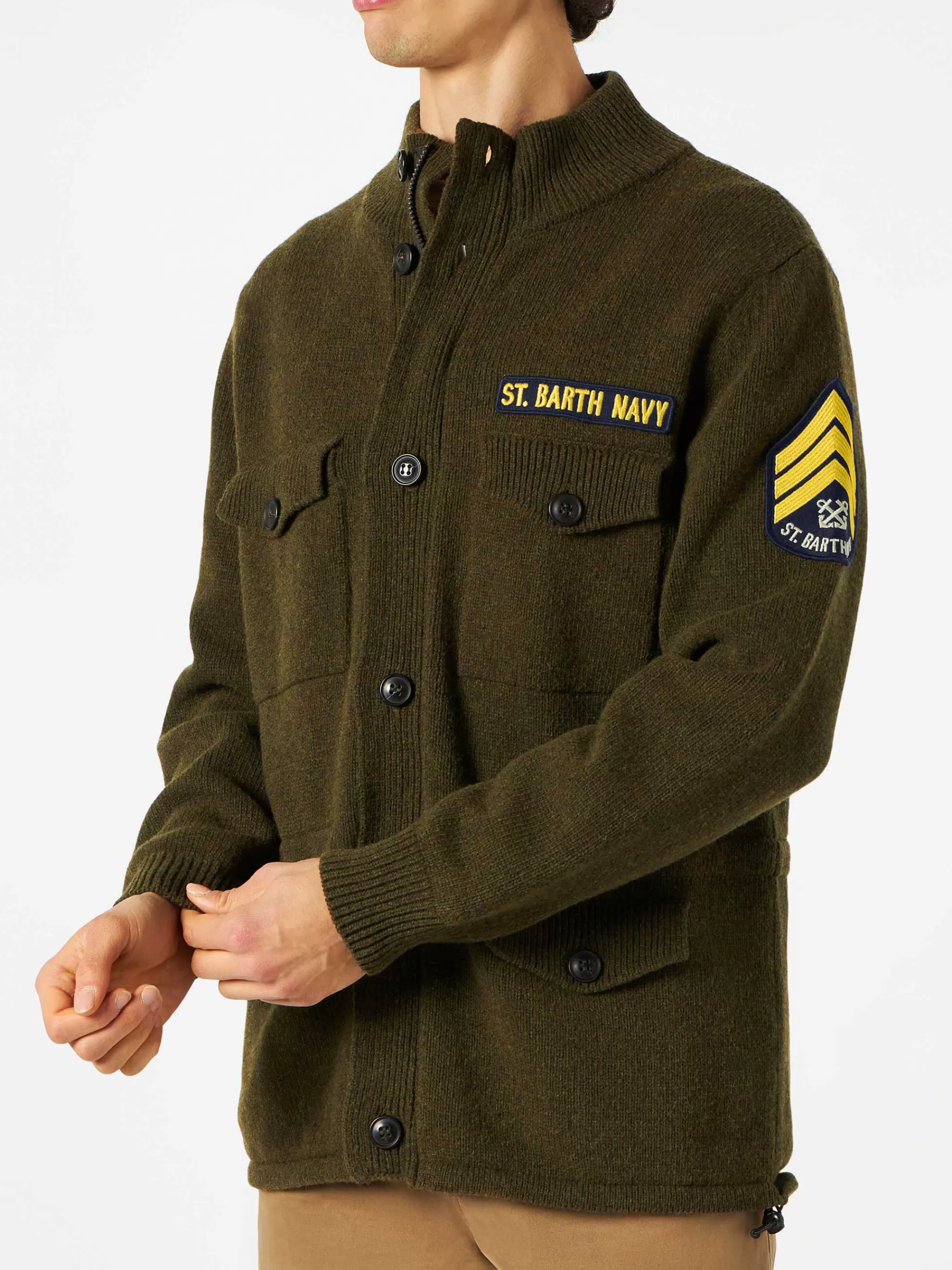 MC2 Saint Barth Knitted field jacket with patch Outlet