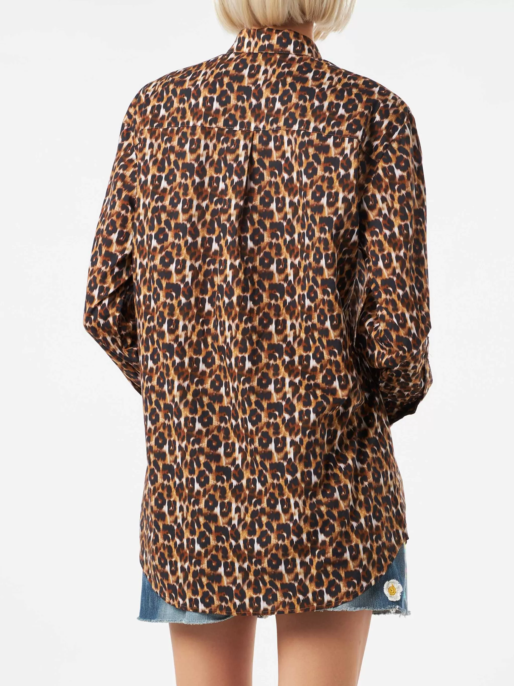 MC2 Saint Barth Leopard print cotton shirt with embroidery Clearance