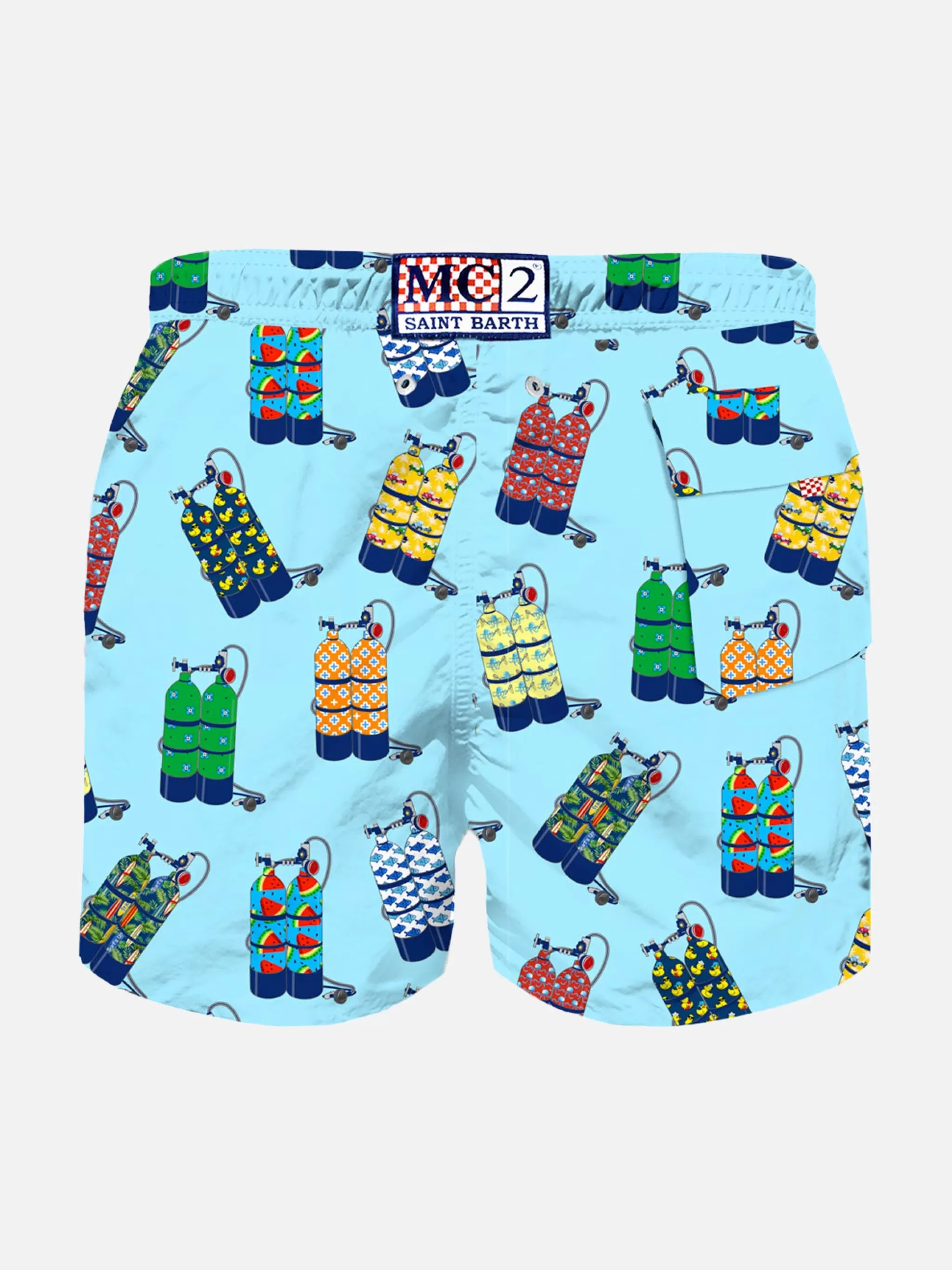 MC2 Saint Barth Light blue scuba print boy swim shorts Sale