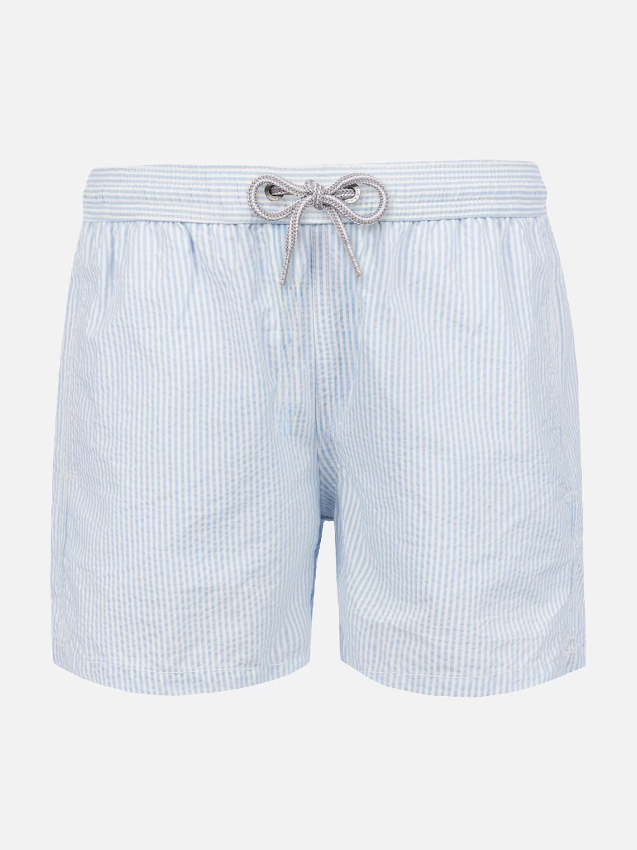 MC2 Saint Barth Light blue striped print boy swimshorts Flash Sale