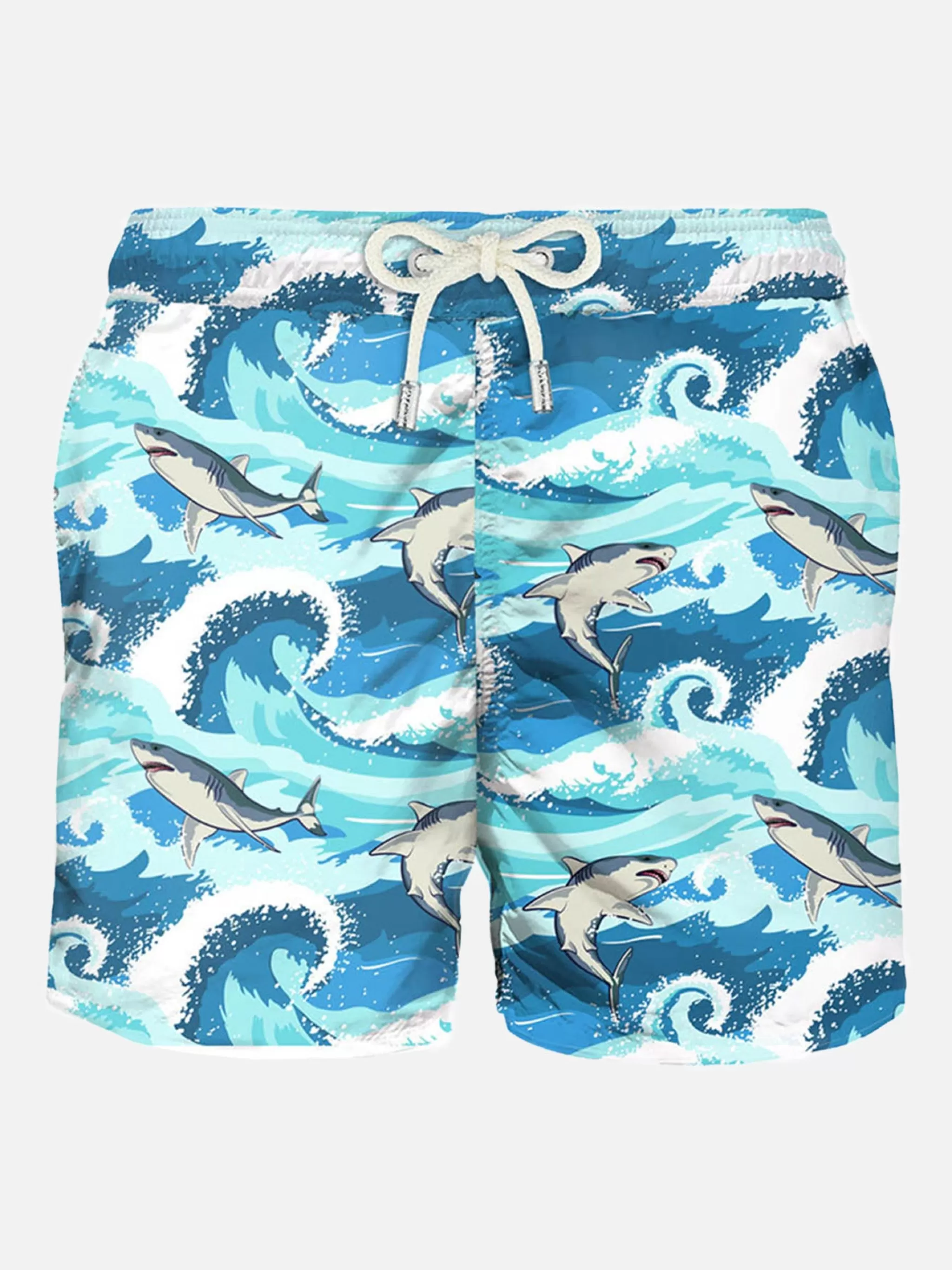 MC2 Saint Barth Light fabric man swim shorts sharks print Best