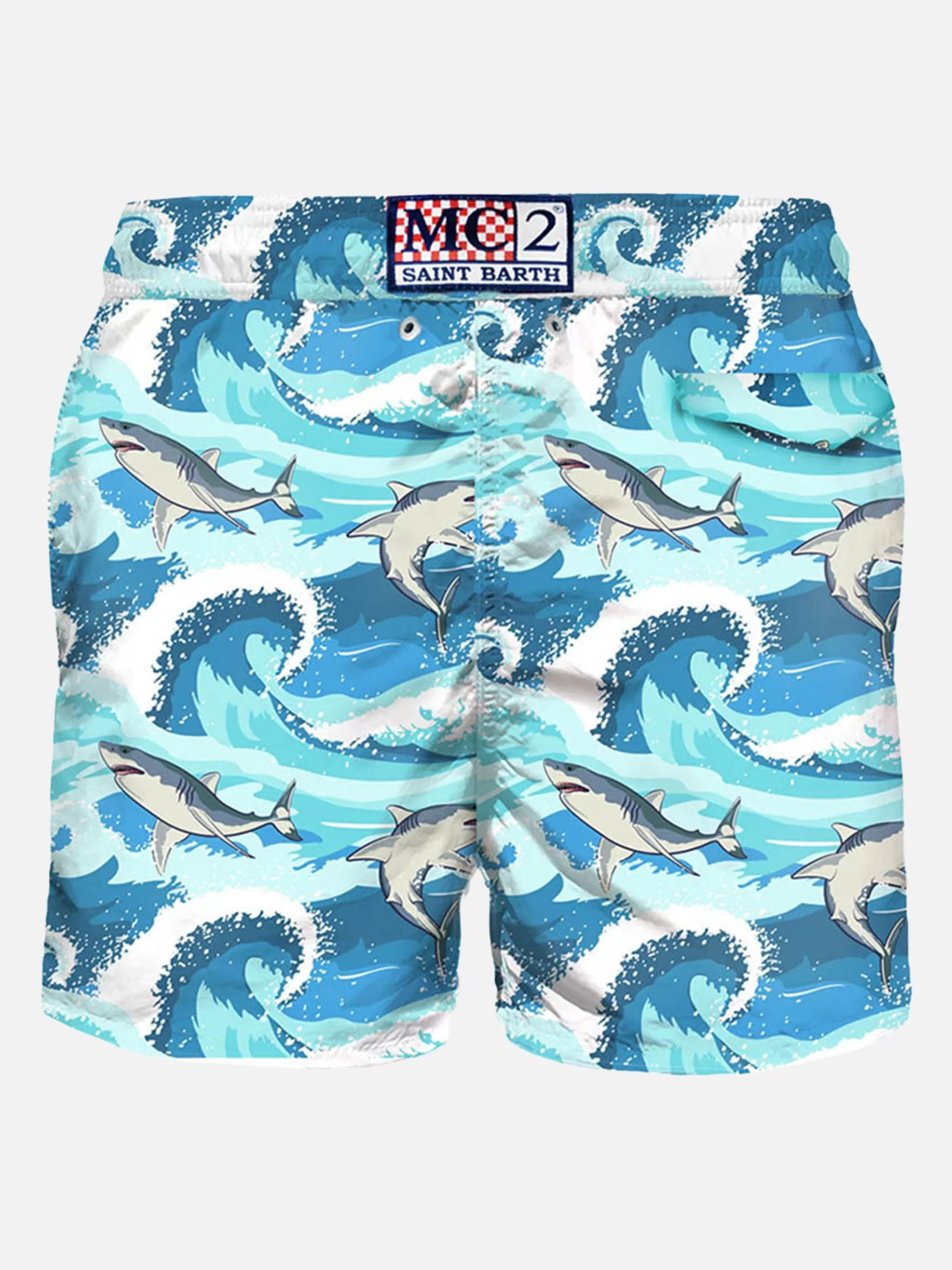 MC2 Saint Barth Light fabric man swim shorts sharks print Best