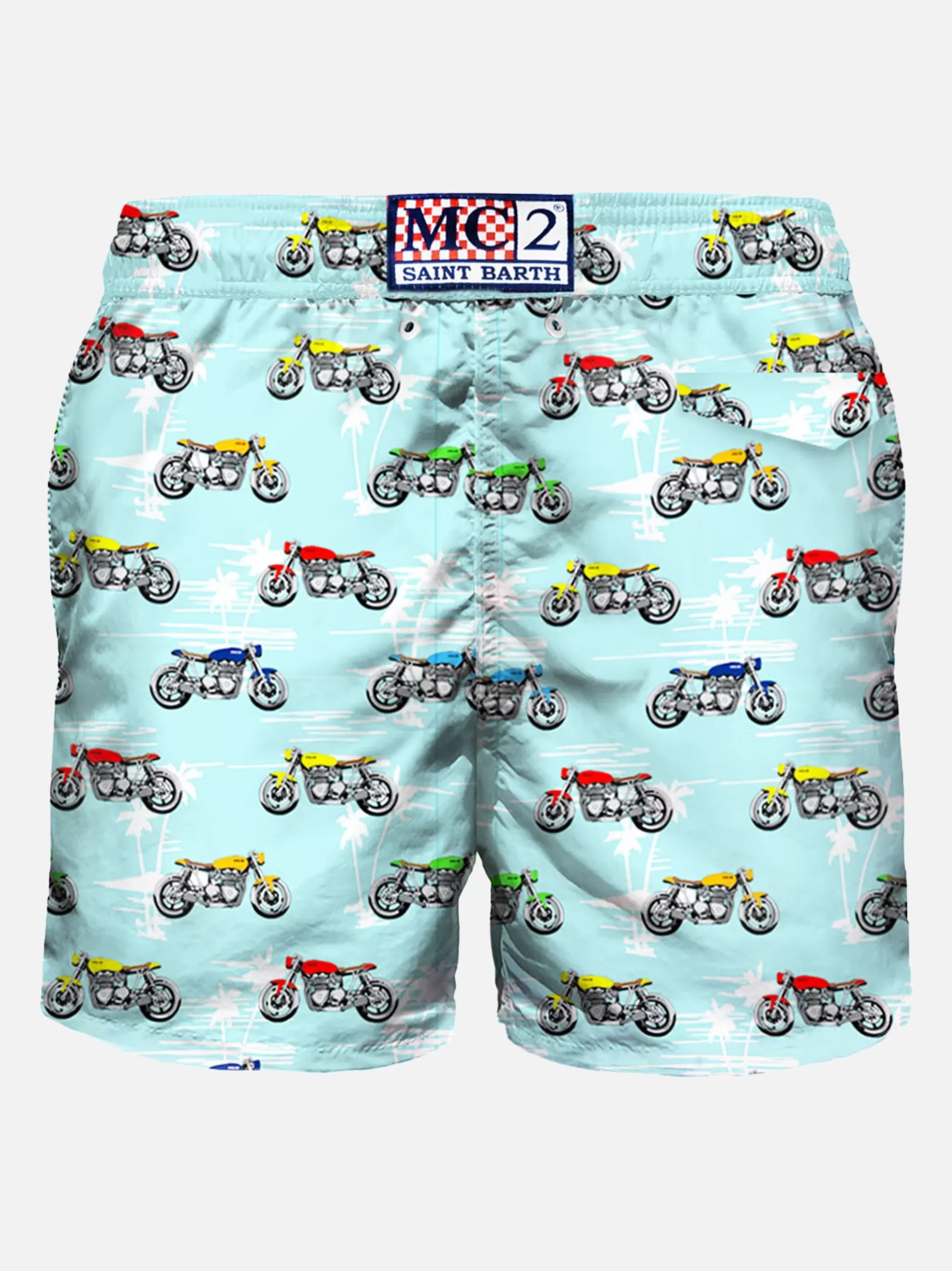 MC2 Saint Barth Light fabric swim shorts motorbike print Flash Sale