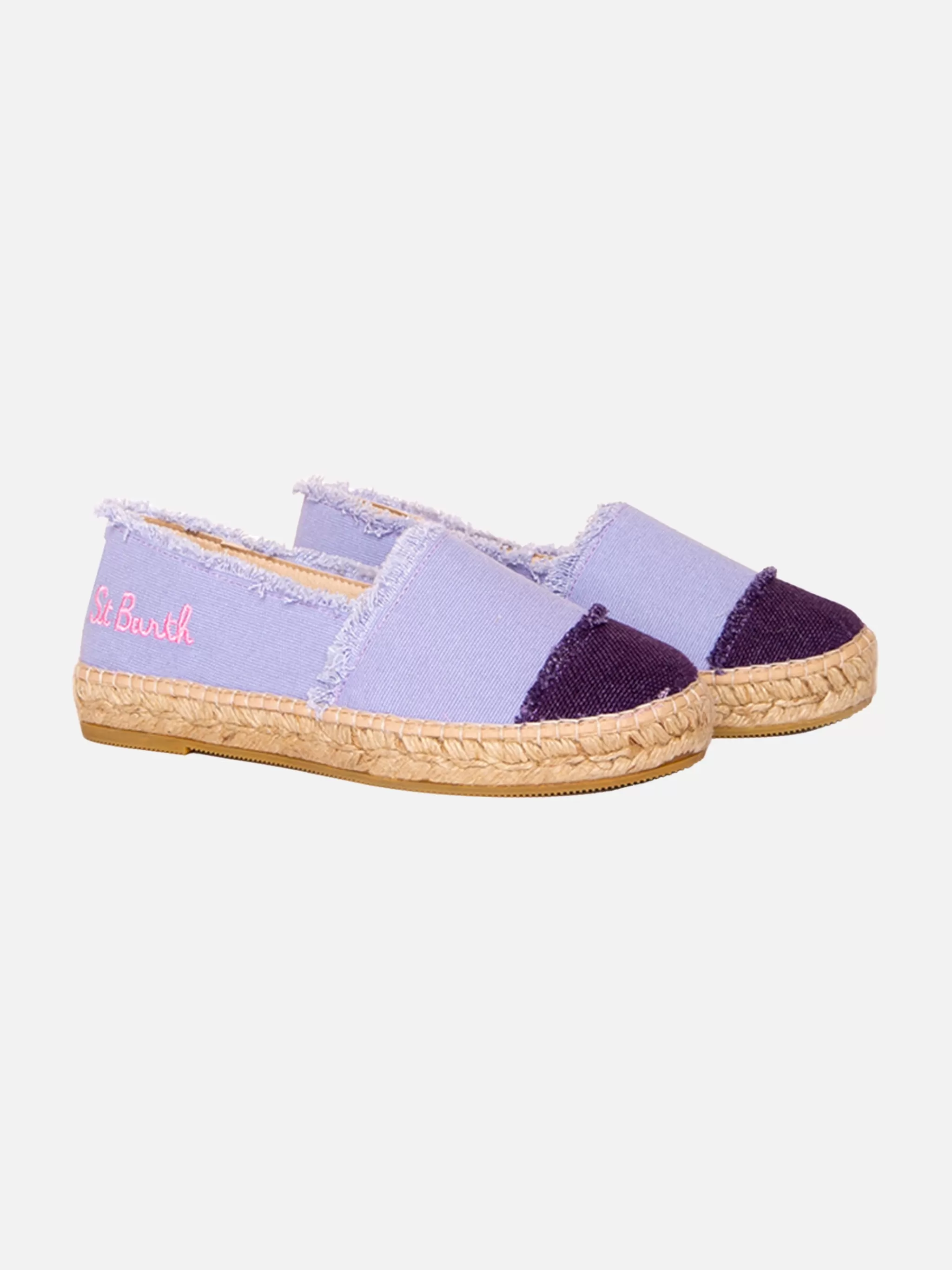 MC2 Saint Barth Lilac canvas espadrillas with embroidery Cheap