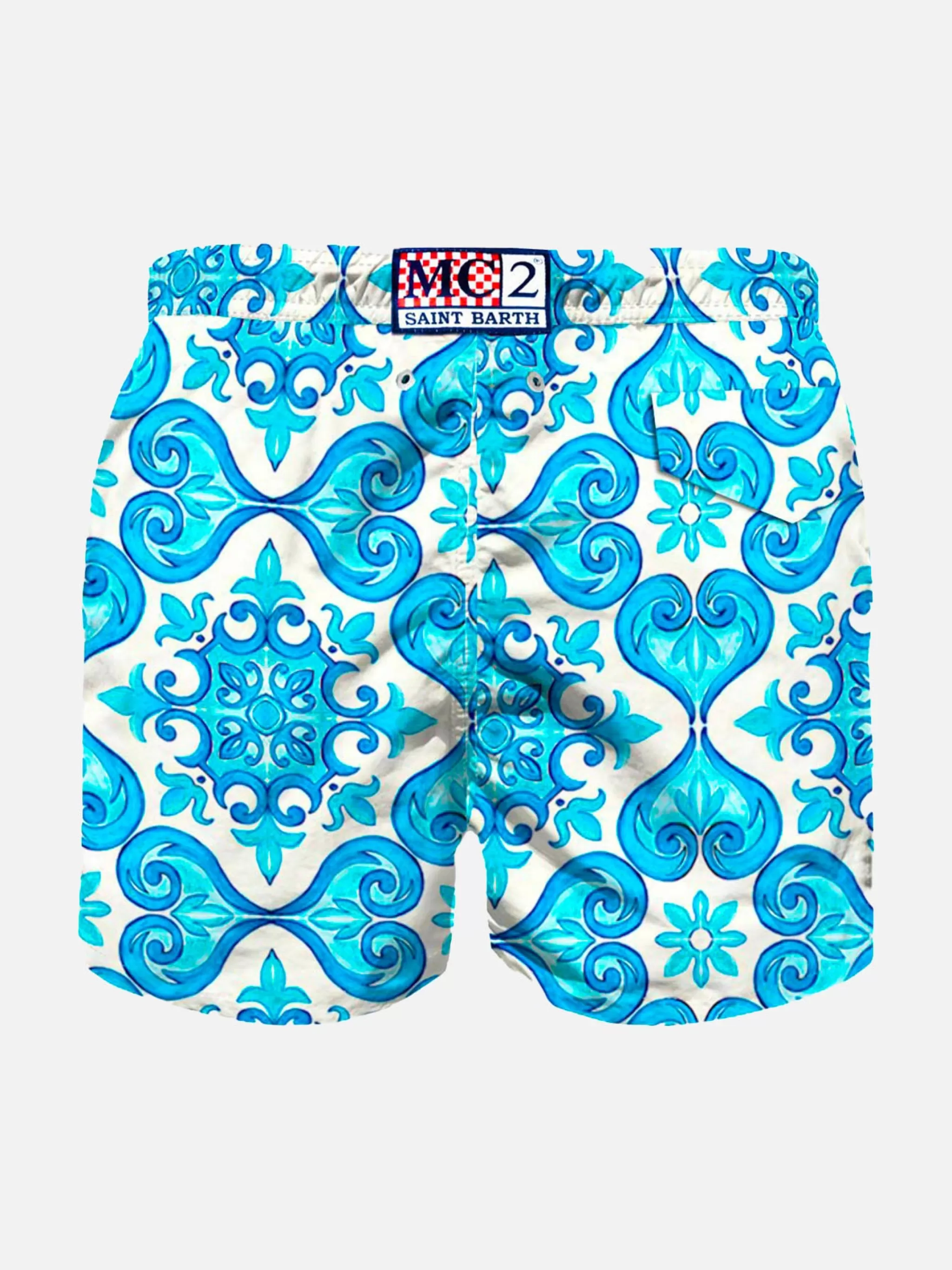 MC2 Saint Barth Majolica print boy's light swimshorts Clearance