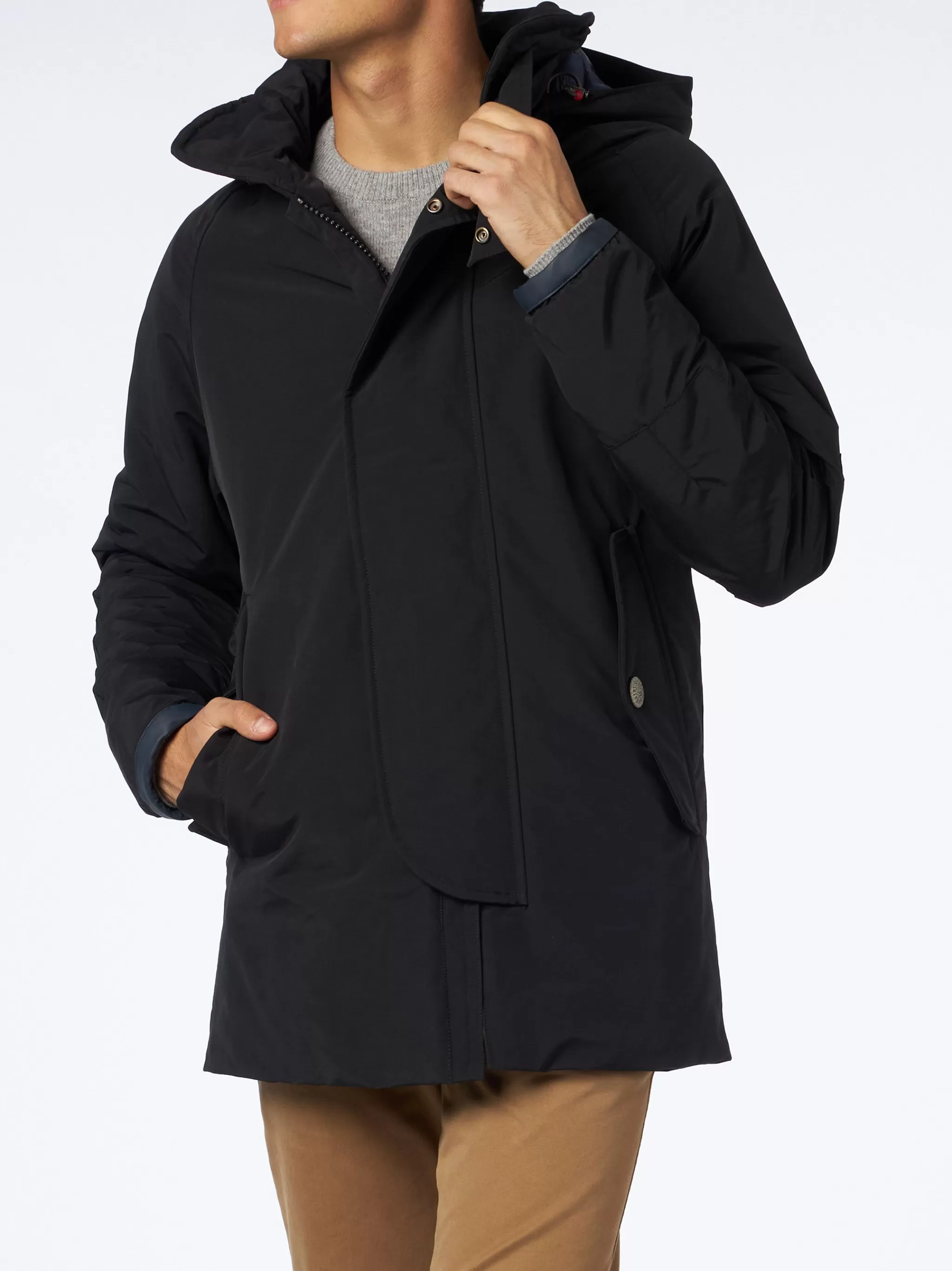 MC2 Saint Barth Man anthracite grey hooded parka jacket Voyager Online