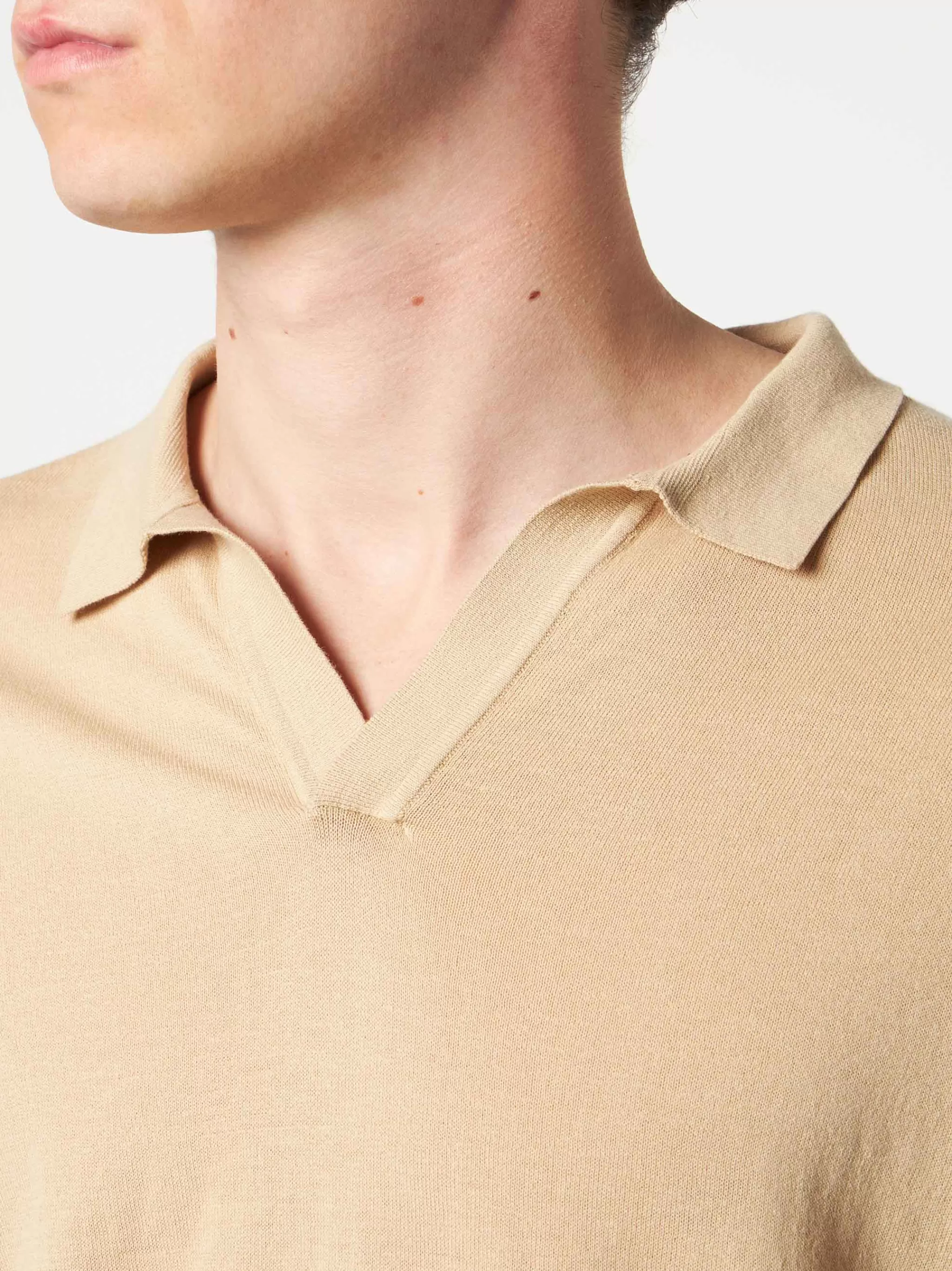 MC2 Saint Barth Man beige knitted polo t-shirt Outlet