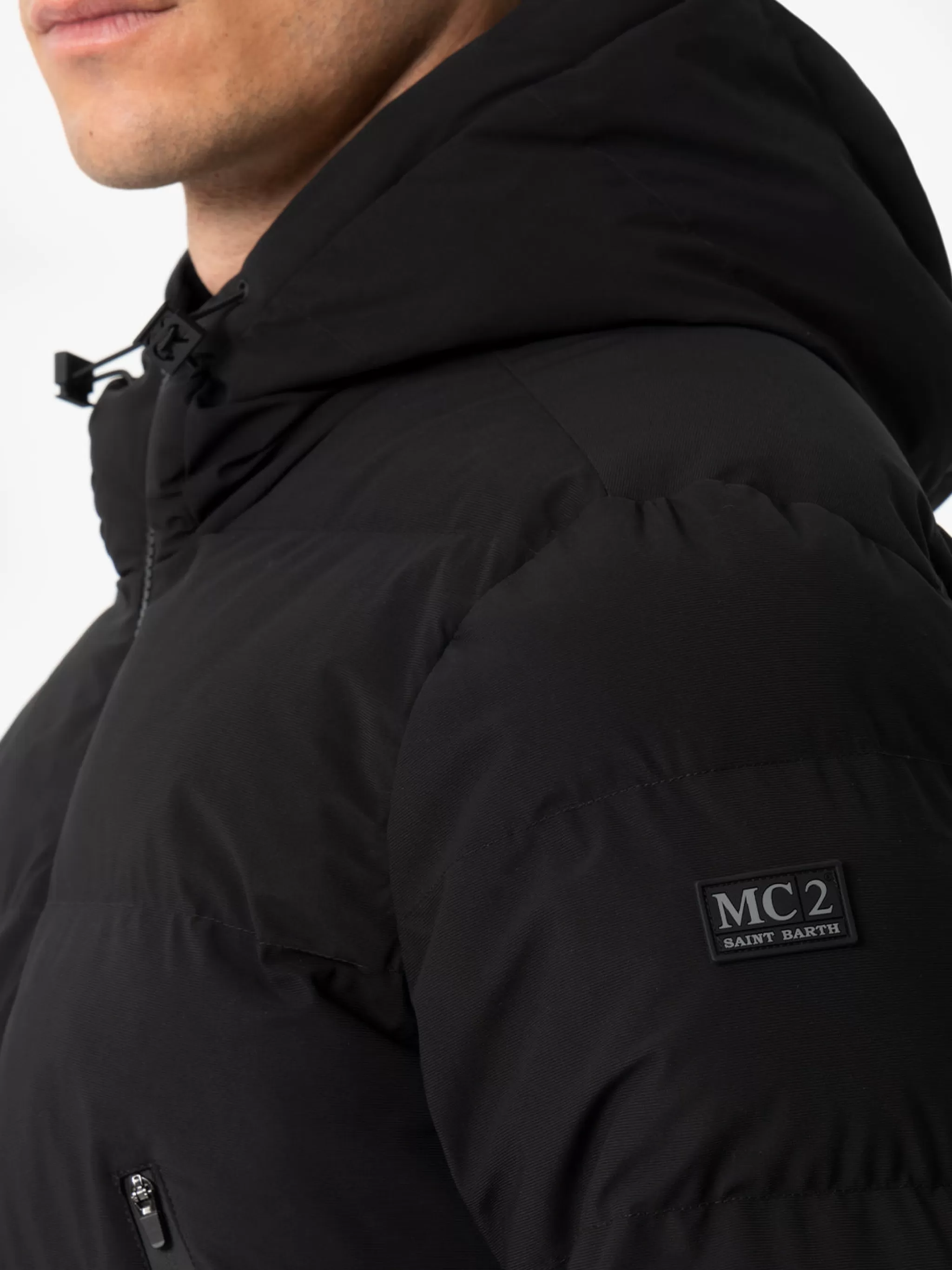 MC2 Saint Barth Man black hooded puffer jacket Maier Shop