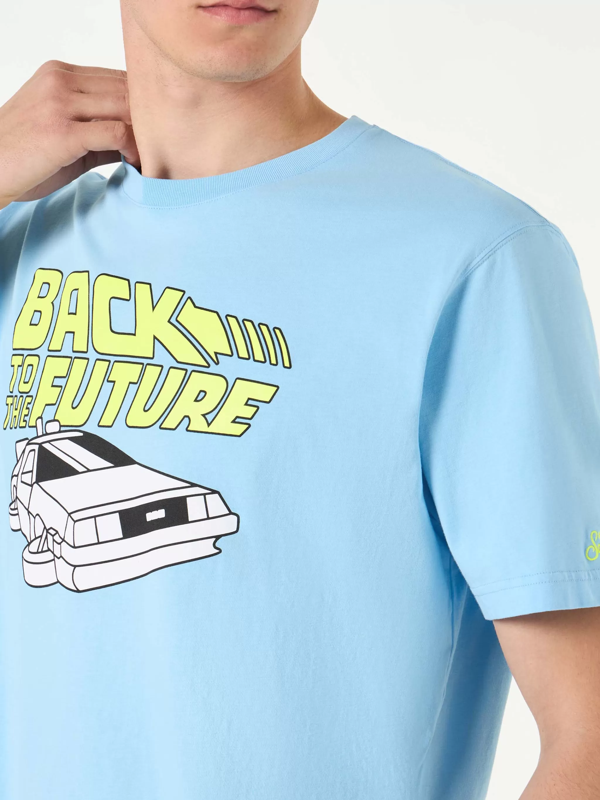 MC2 Saint Barth Man cotton t-shirt with Back to the Future car print | BACK TO THE FUTURE SPECIAL EDITION Best