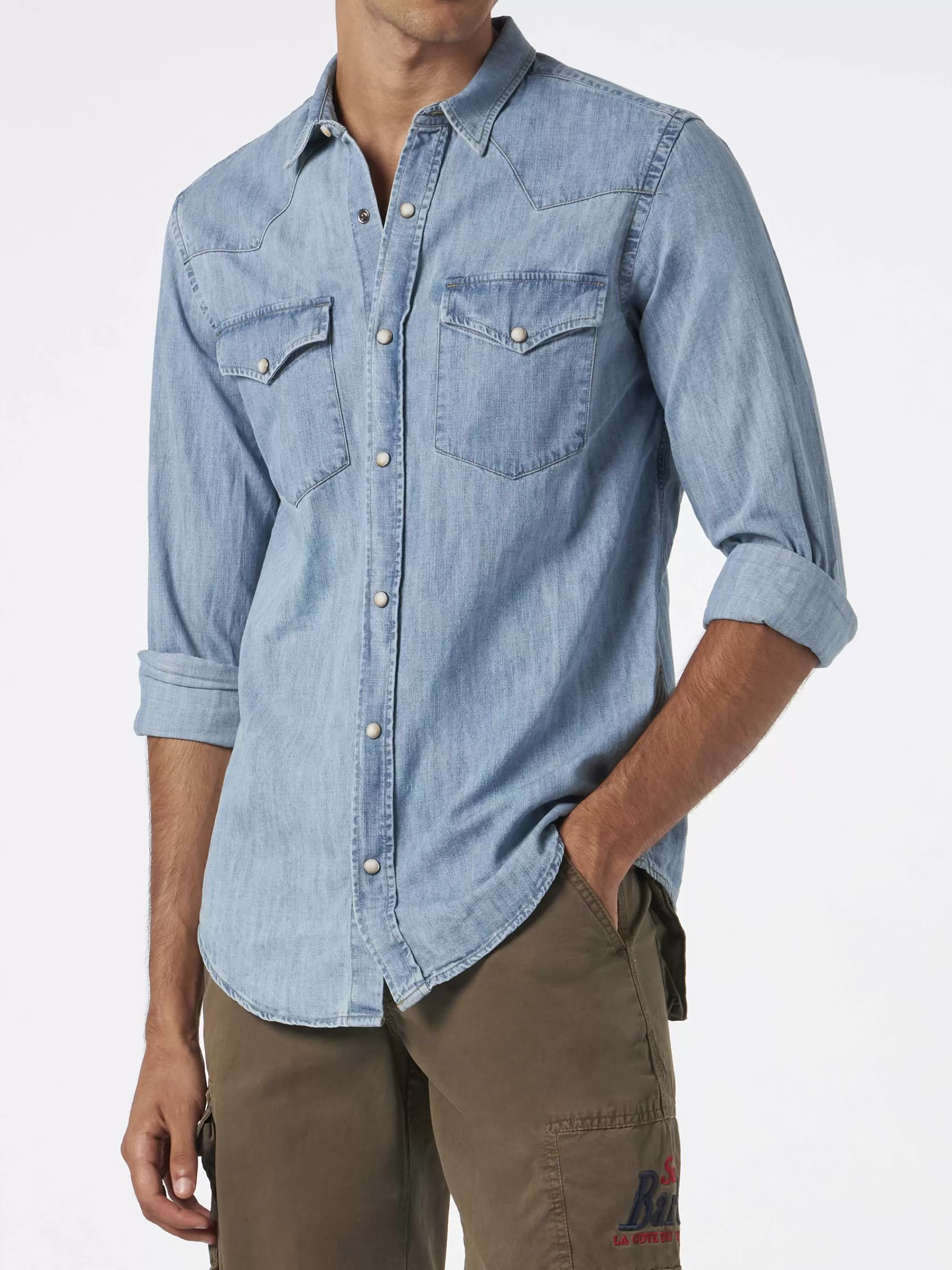 MC2 Saint Barth Man denim cotton shirt Online