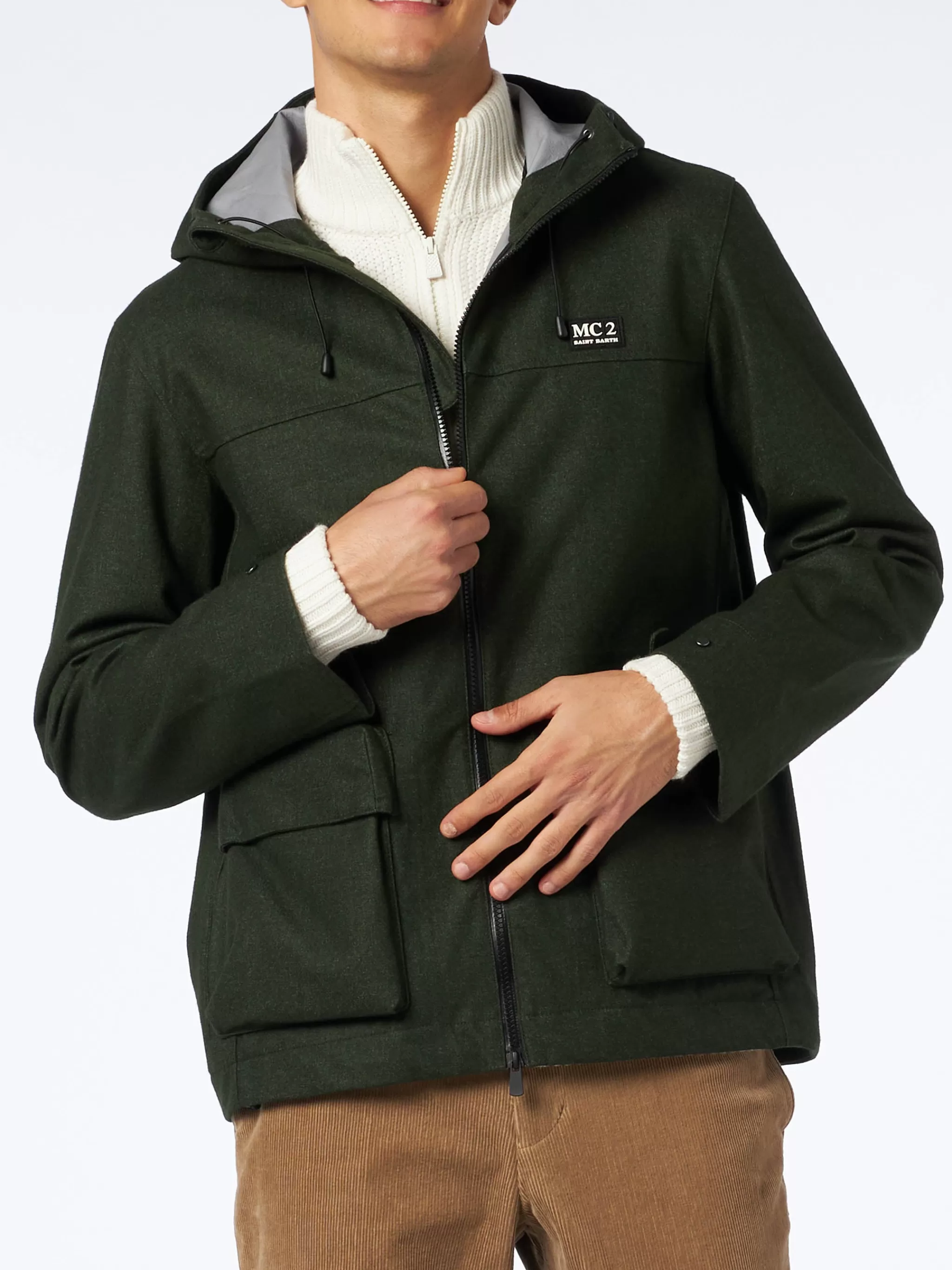 MC2 Saint Barth Man hooded green windbreaker jacket Cheap