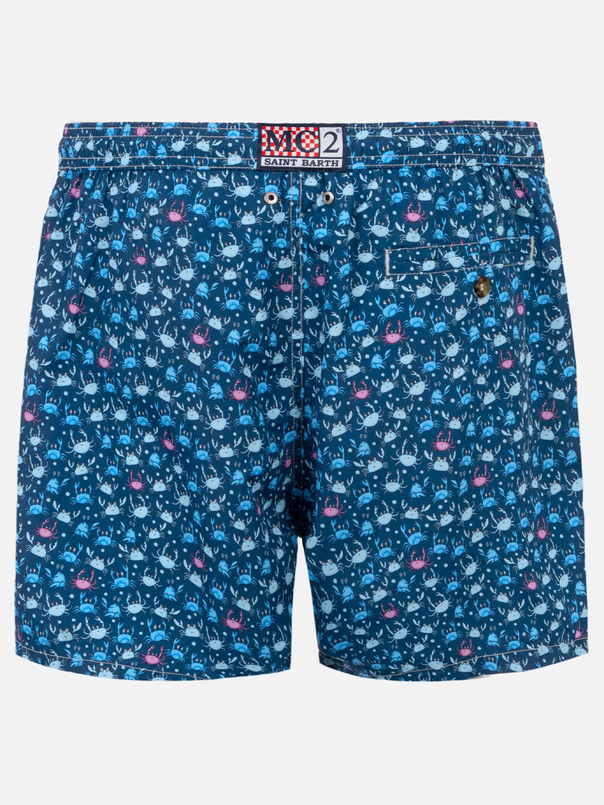 MC2 Saint Barth Man light fabric swim shorts with crab print New