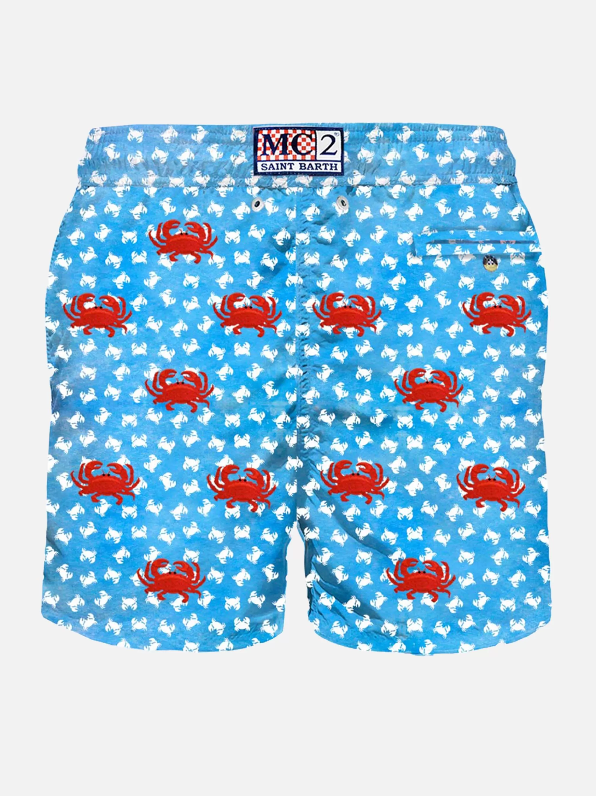 MC2 Saint Barth Man light fabric swim shorts with crabs embroidery Cheap