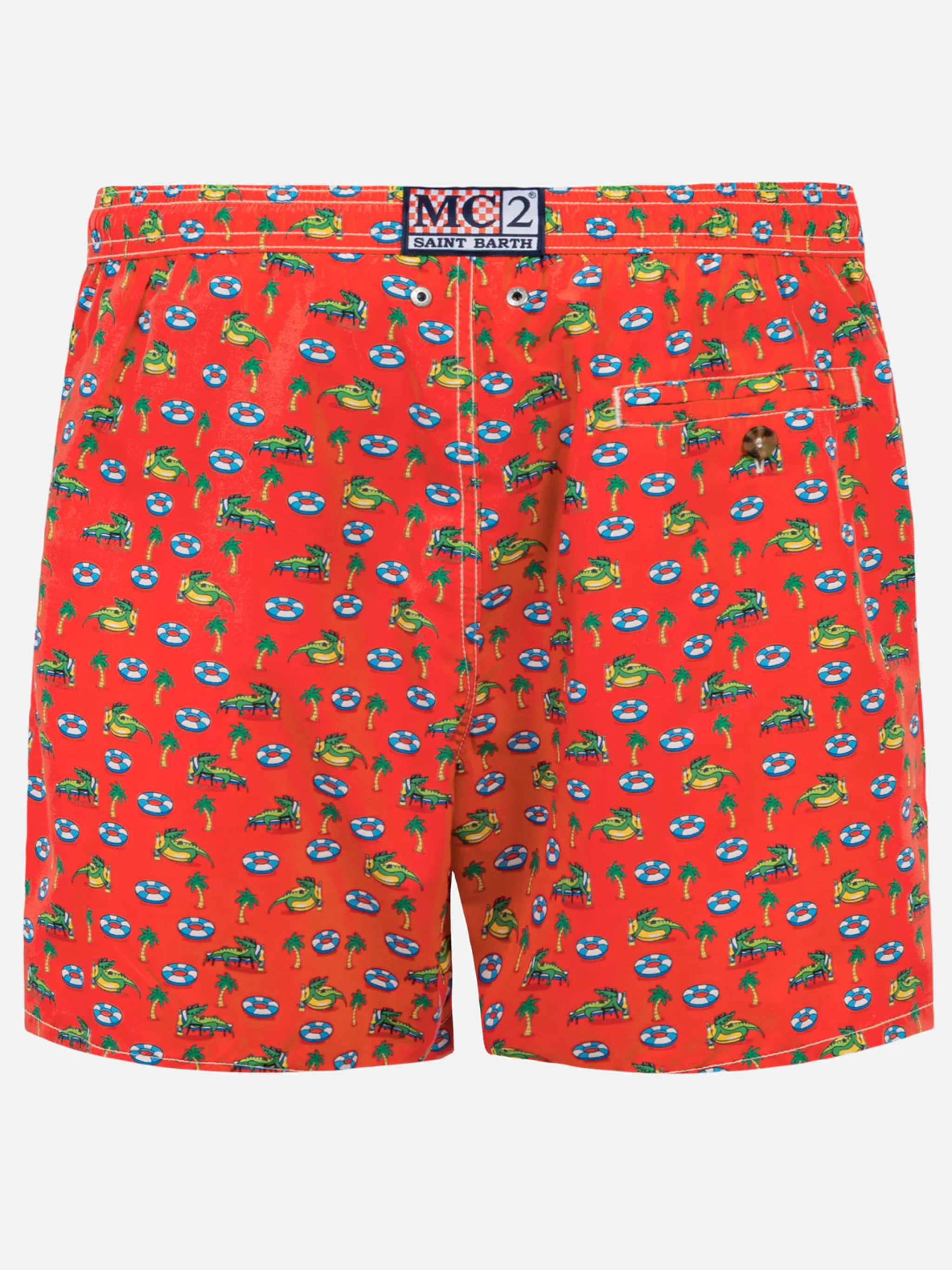 MC2 Saint Barth Man light fabric swim shorts with crocodile print Sale