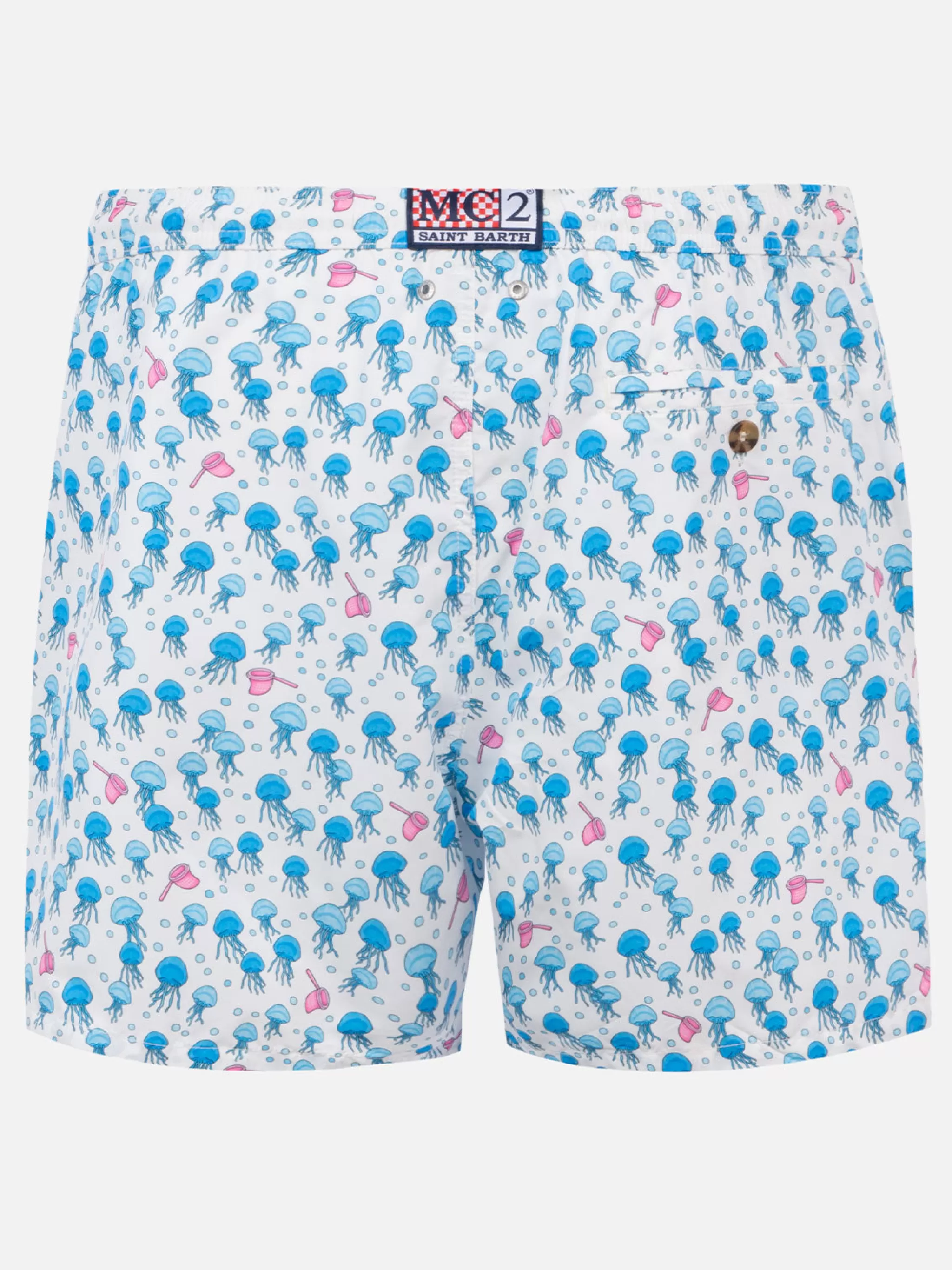 MC2 Saint Barth Man light fabric swim shorts with jellyfish print Hot