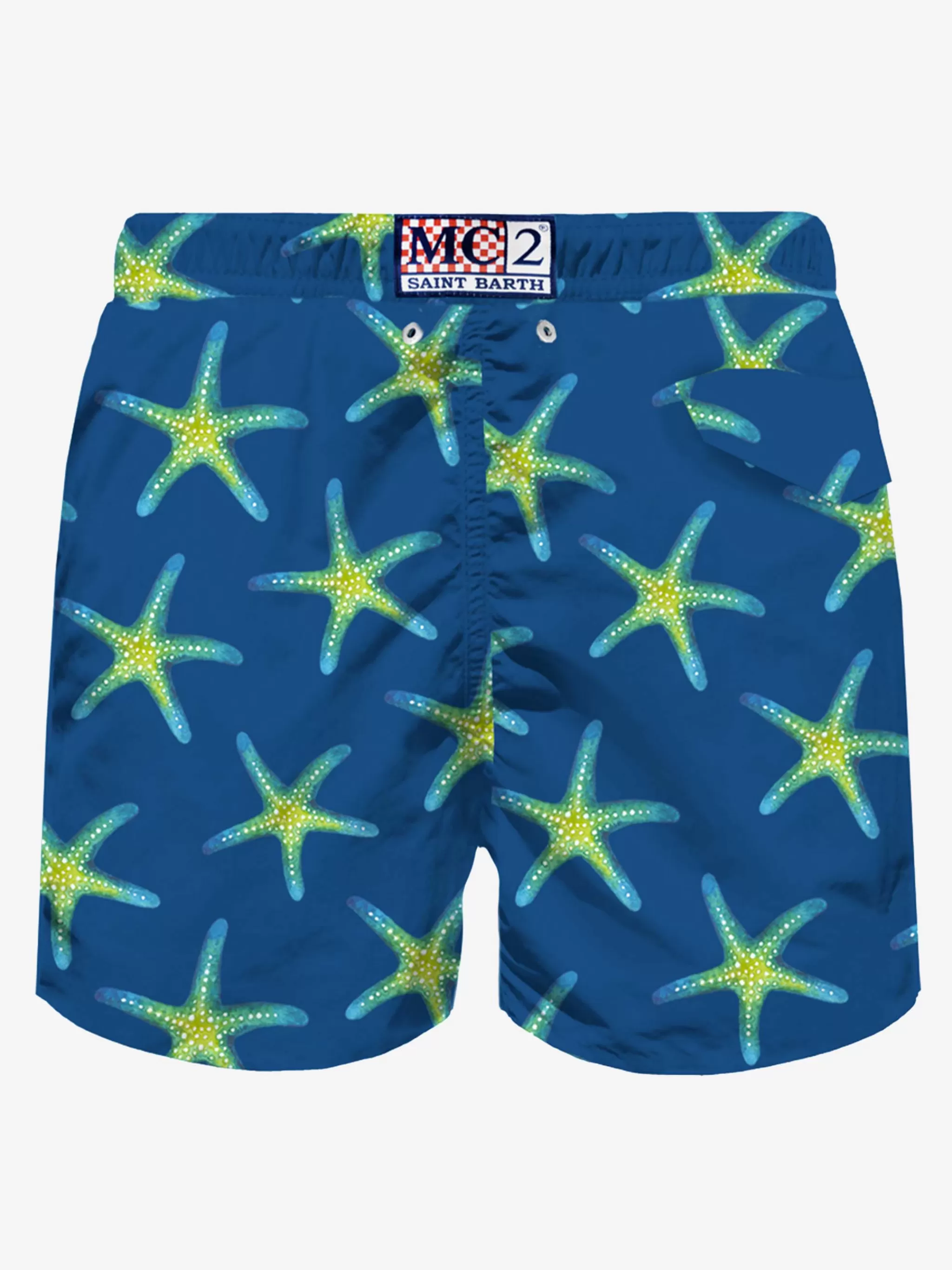 MC2 Saint Barth Man light fabric swim shorts with marine print Discount