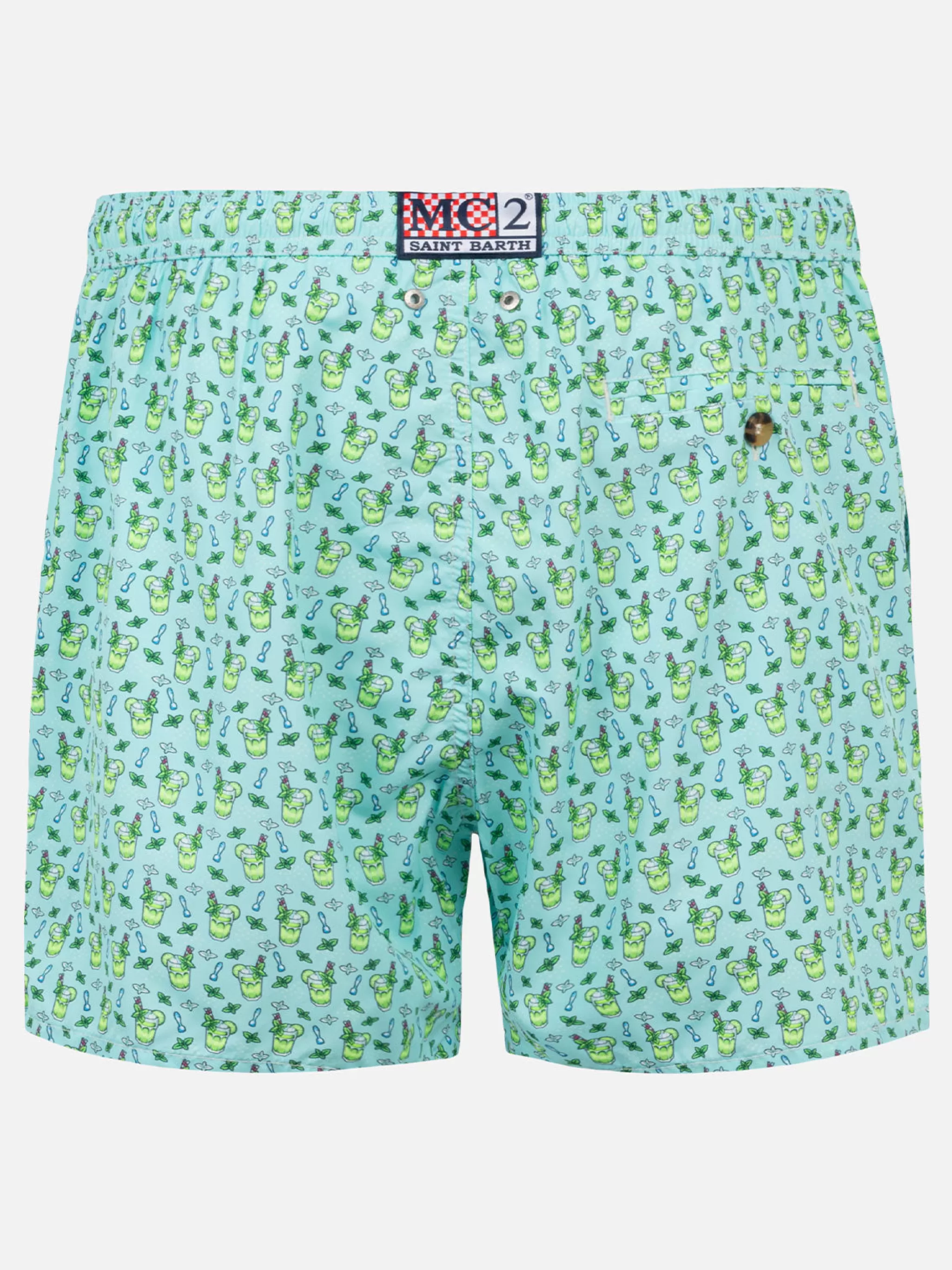 MC2 Saint Barth Man light fabric swim shorts with Mojito print New