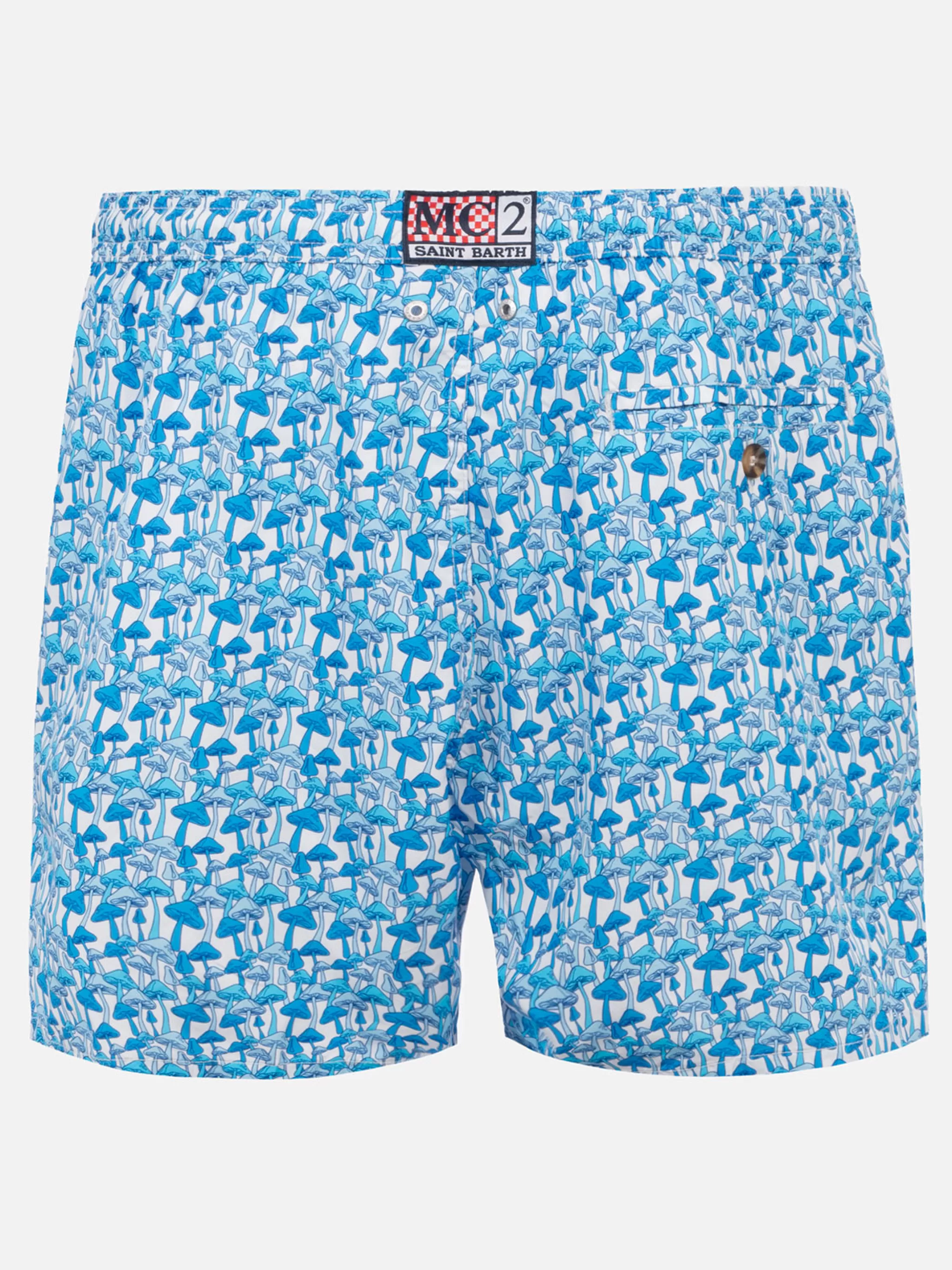 MC2 Saint Barth Man light fabric swim shorts with mushrooms print Fashion