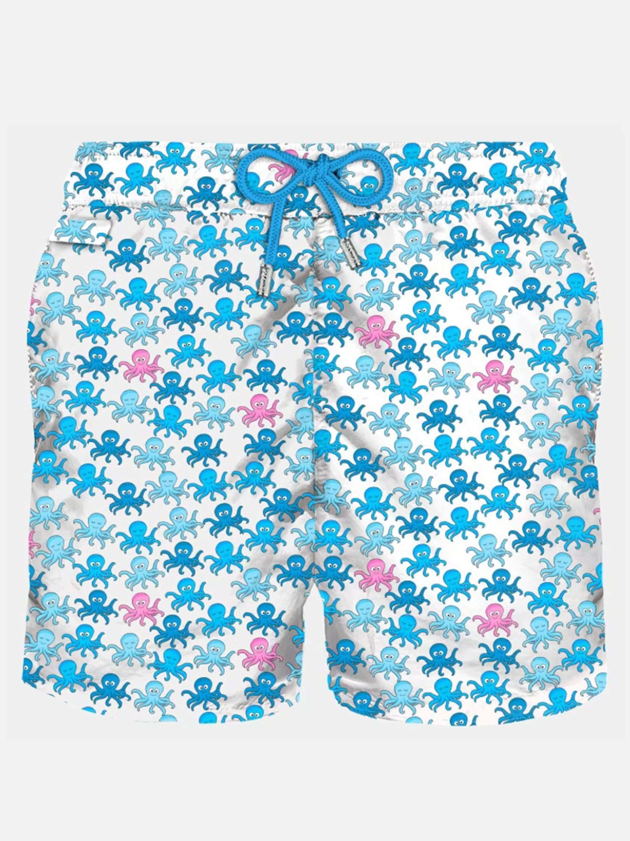 MC2 Saint Barth Man light fabric swim shorts with octopus print Fashion