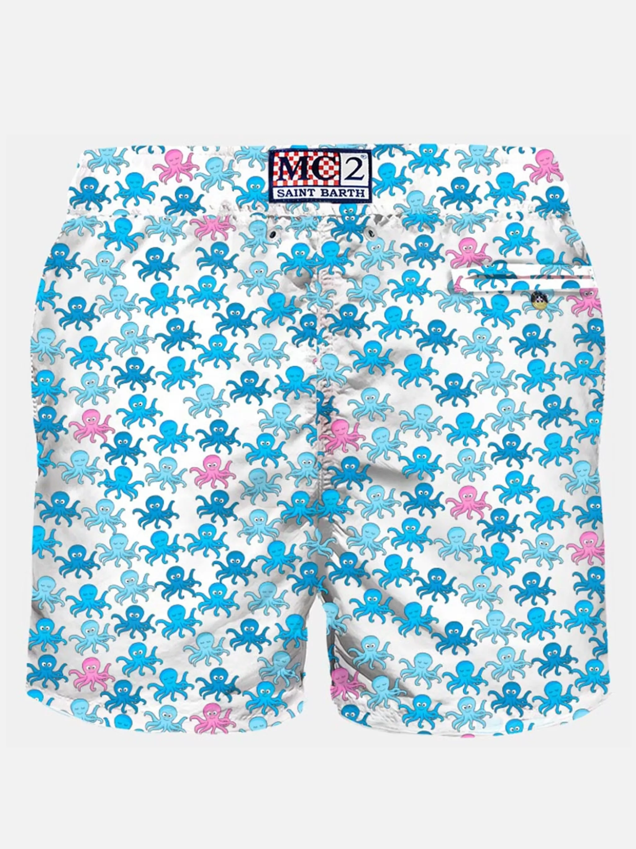 MC2 Saint Barth Man light fabric swim shorts with octopus print Fashion