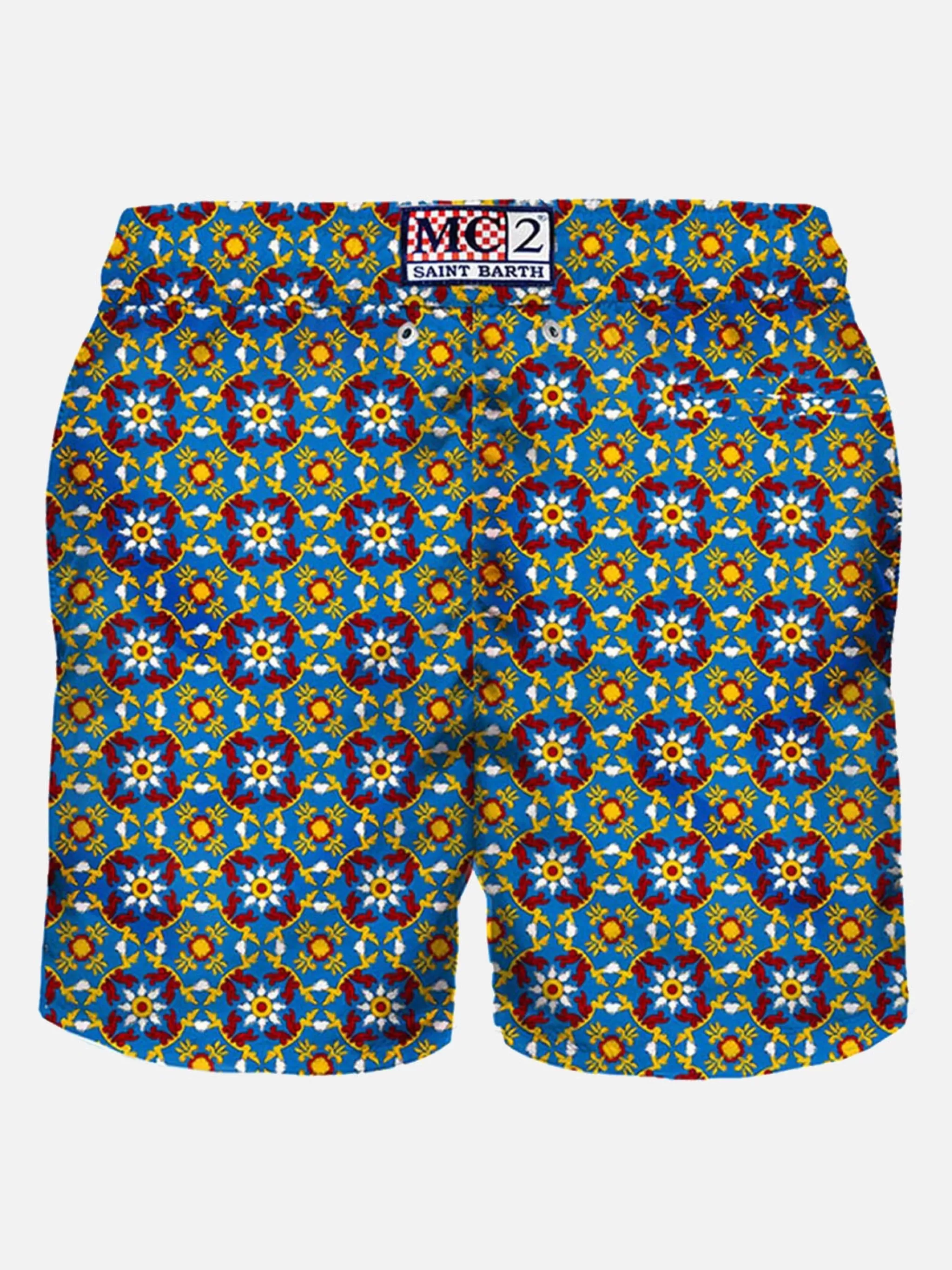 MC2 Saint Barth Man light fabric swim shorts with pattern Best