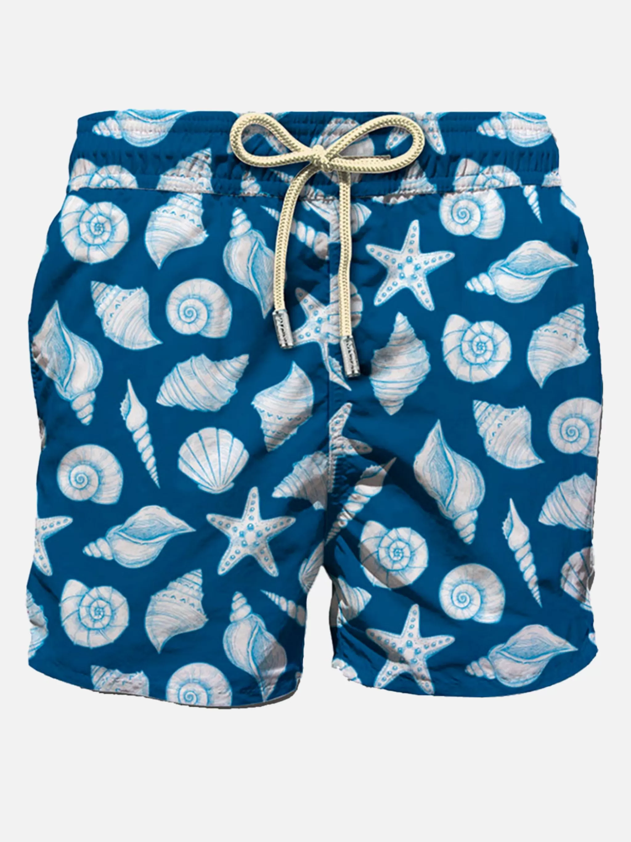 MC2 Saint Barth Man light fabric swim shorts with shells print Outlet