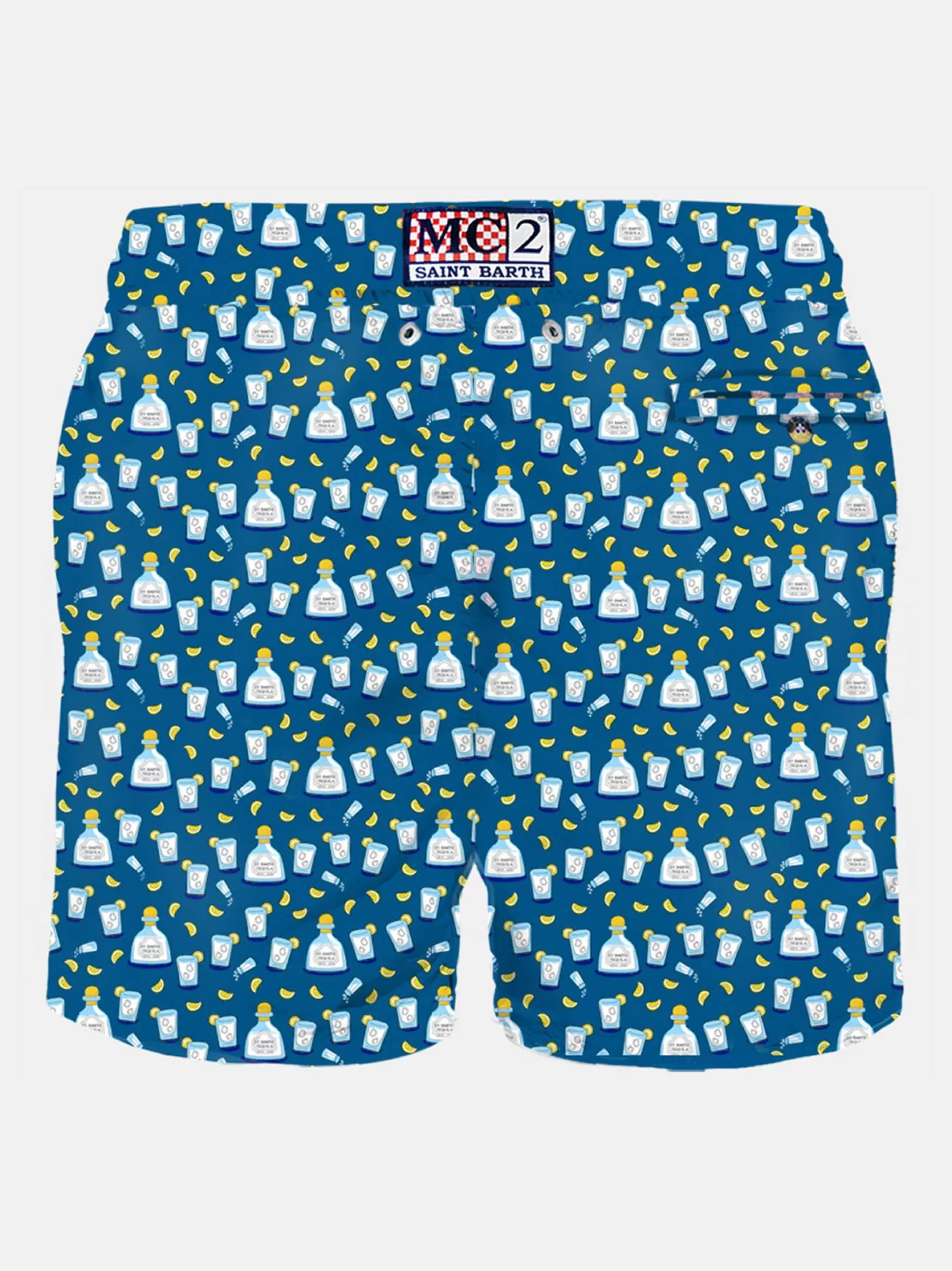 MC2 Saint Barth Man light fabric swim shorts with tequila print Discount