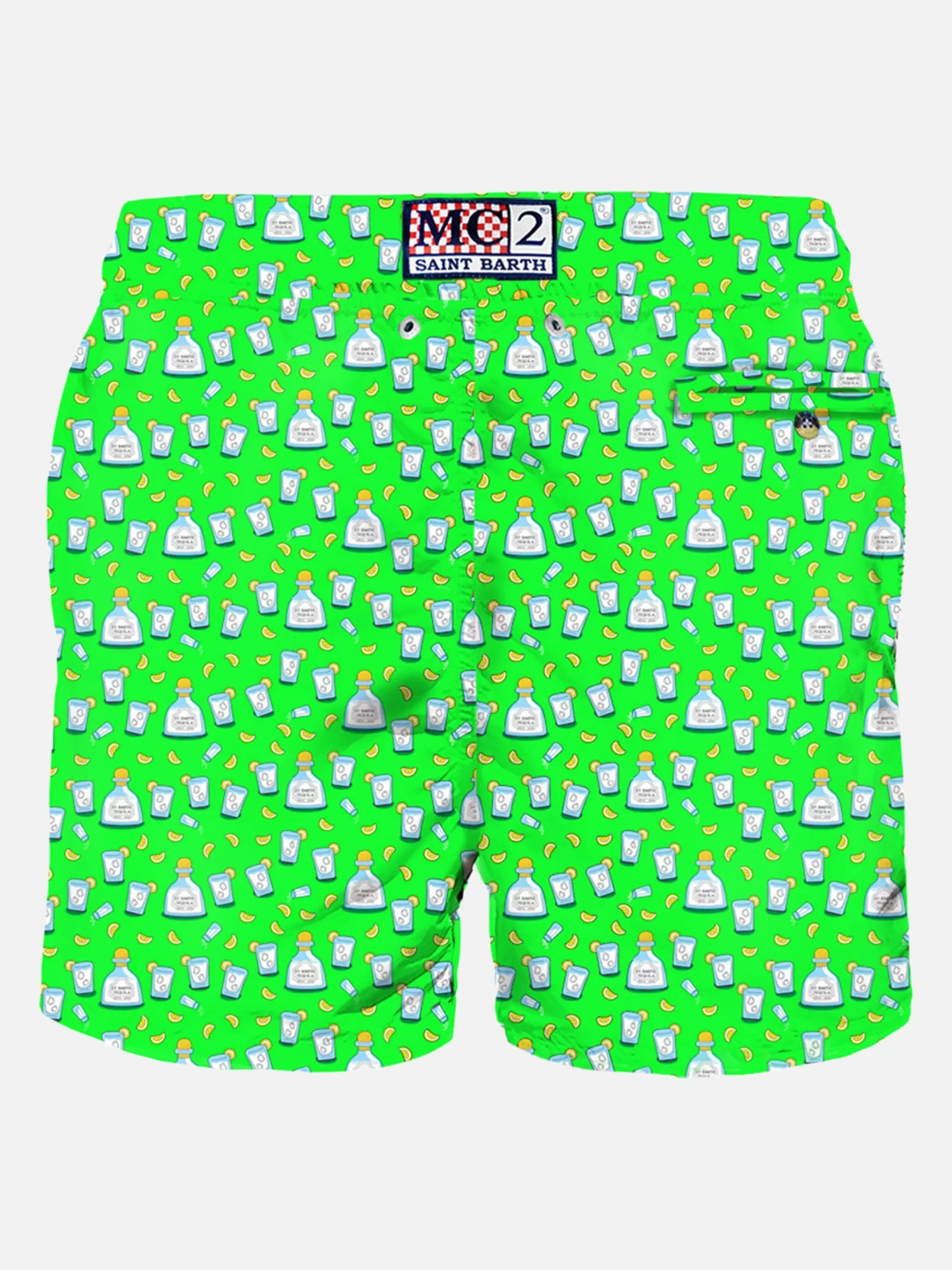 MC2 Saint Barth Man light fabric swim shorts with tequila print Cheap