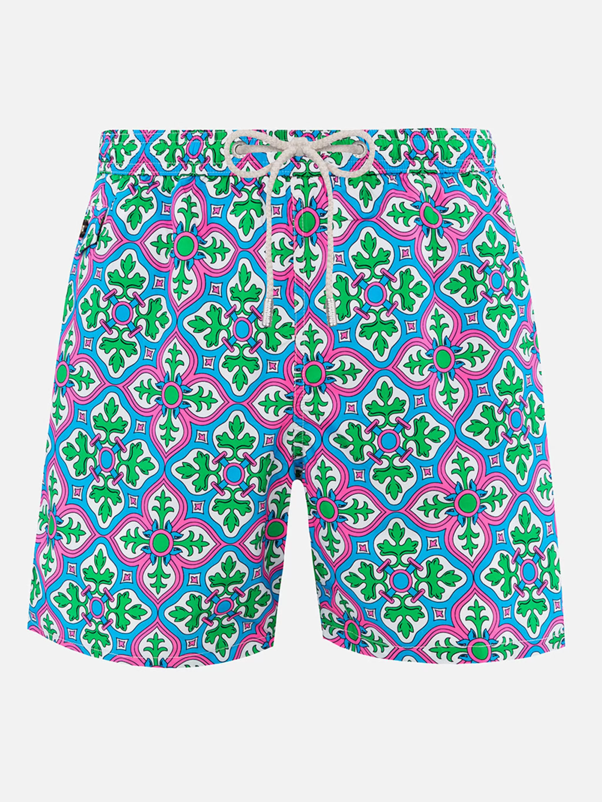 MC2 Saint Barth Man lightweight fabric swim-shorts Lighting 70 with majolica print Flash Sale