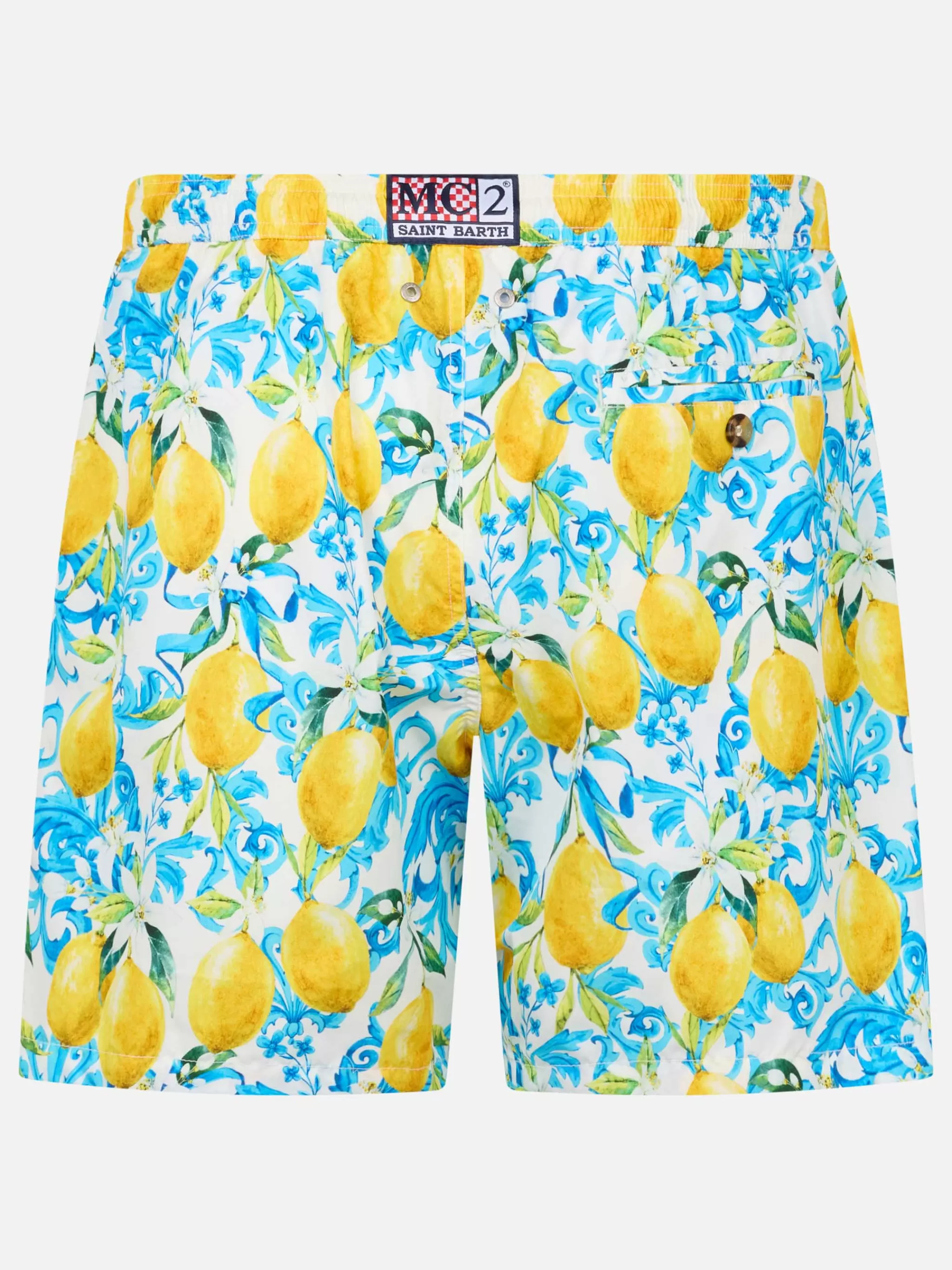 MC2 Saint Barth Man lightweight fabric swim-shorts Lighting 70 with majolica print Discount