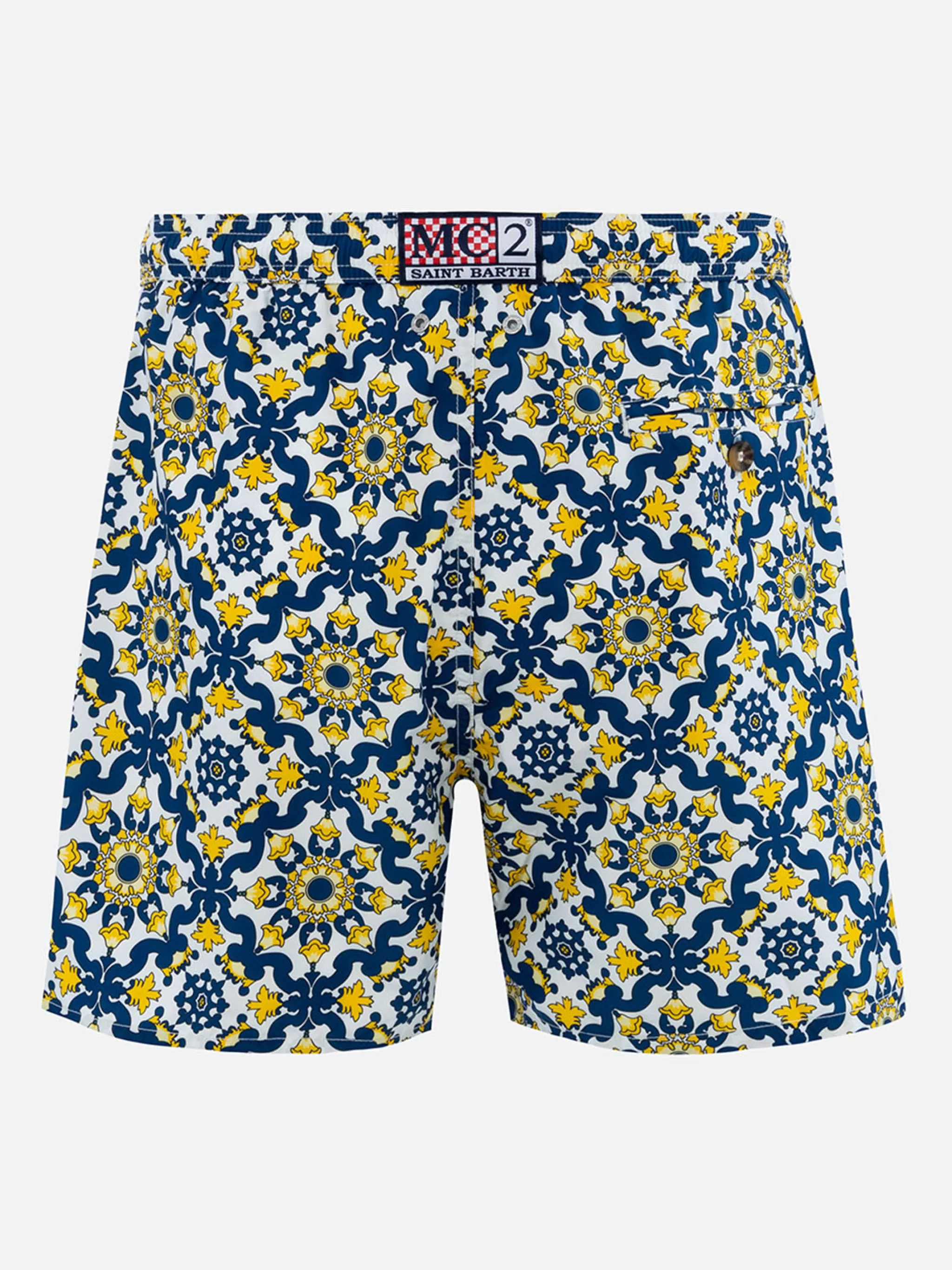 MC2 Saint Barth Man lightweight fabric swim-shorts Lighting 70 with majolica print Online