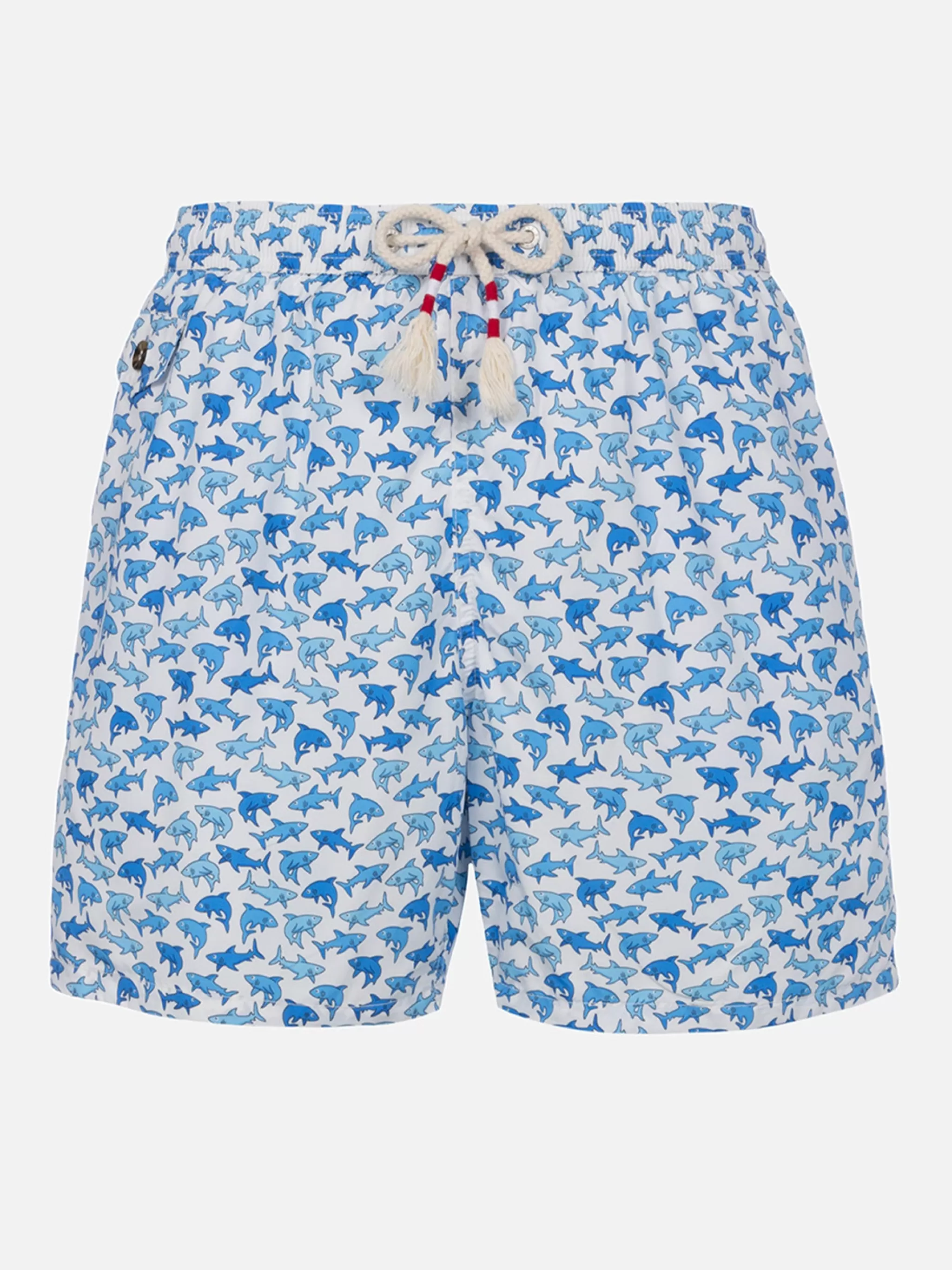 MC2 Saint Barth Man lightweight fabric swim-shorts Lighting 70 with sharks print Flash Sale