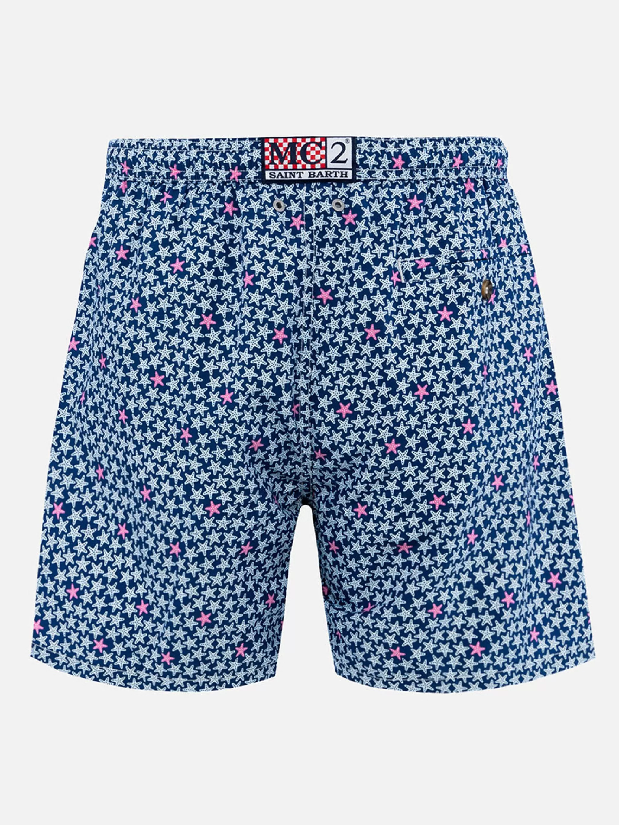 MC2 Saint Barth Man lightweight fabric swim-shorts Lighting 70 with starfishes print Cheap