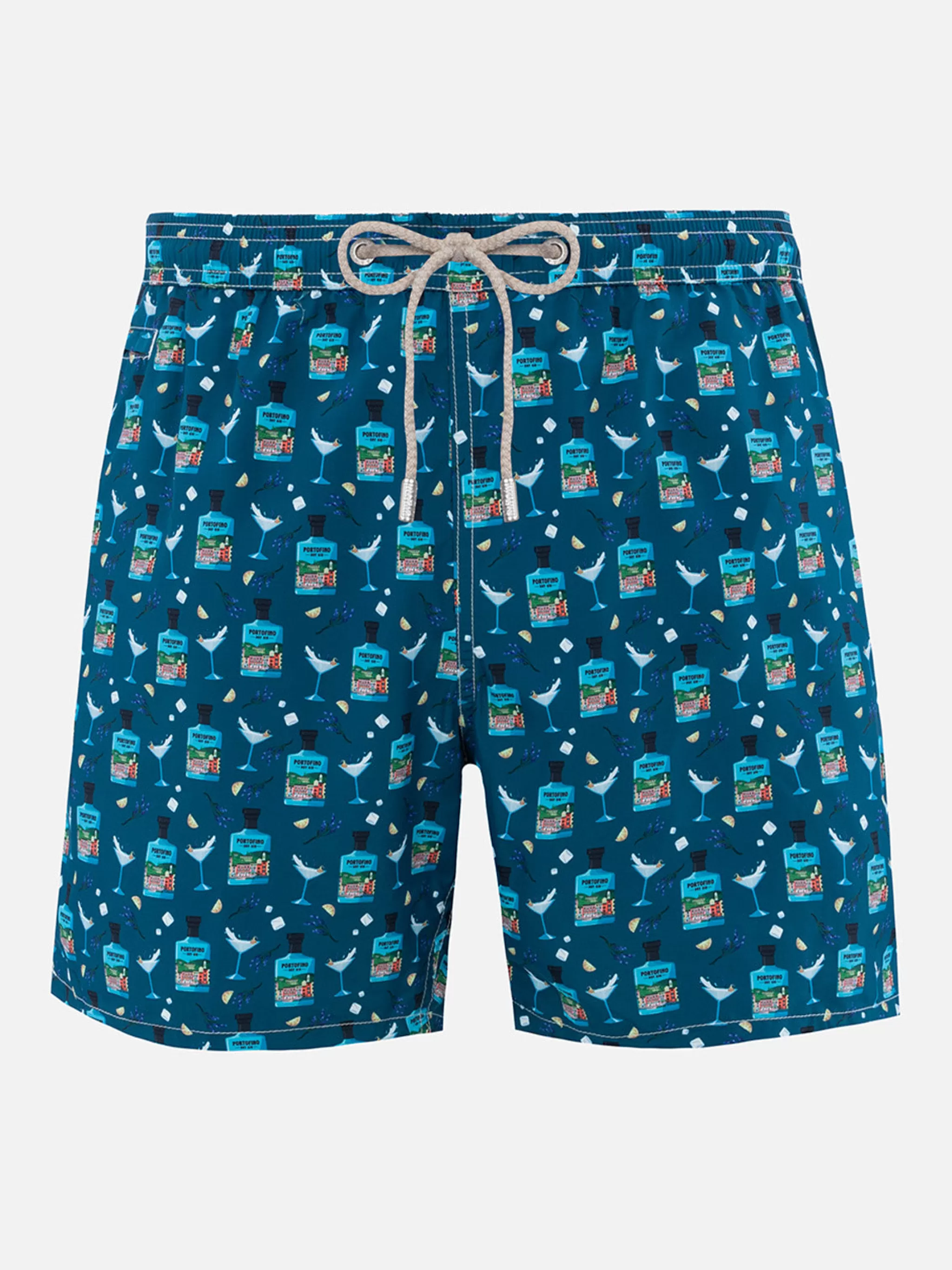 MC2 Saint Barth Man lightweight fabric swim-shorts Lighting Micro Fantasy with Gin Tonic Portofino Gin print | PORTOFINO DRY GIN SPECIAL EDITION Flash Sale
