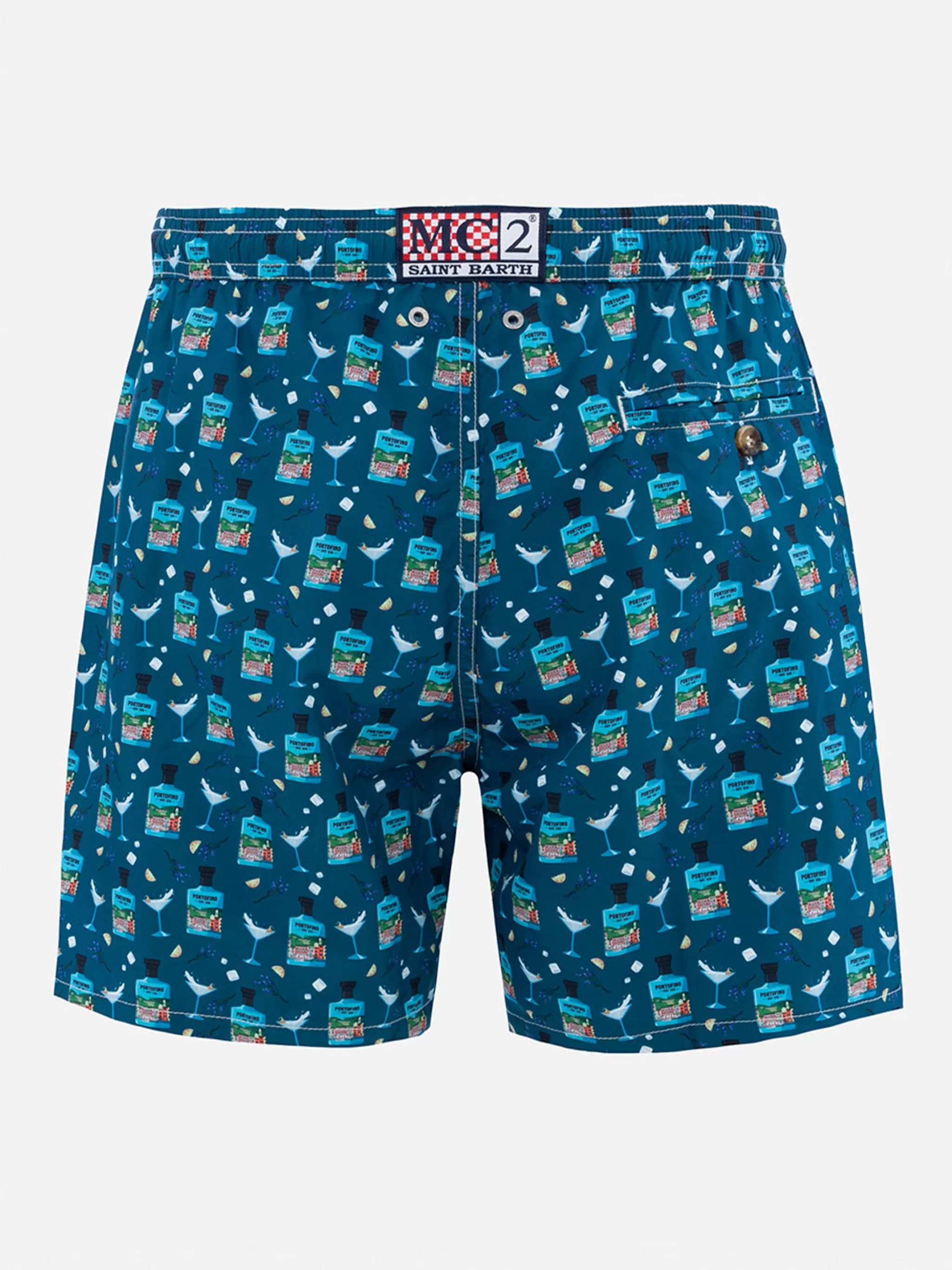 MC2 Saint Barth Man lightweight fabric swim-shorts Lighting Micro Fantasy with Gin Tonic Portofino Gin print | PORTOFINO DRY GIN SPECIAL EDITION Flash Sale