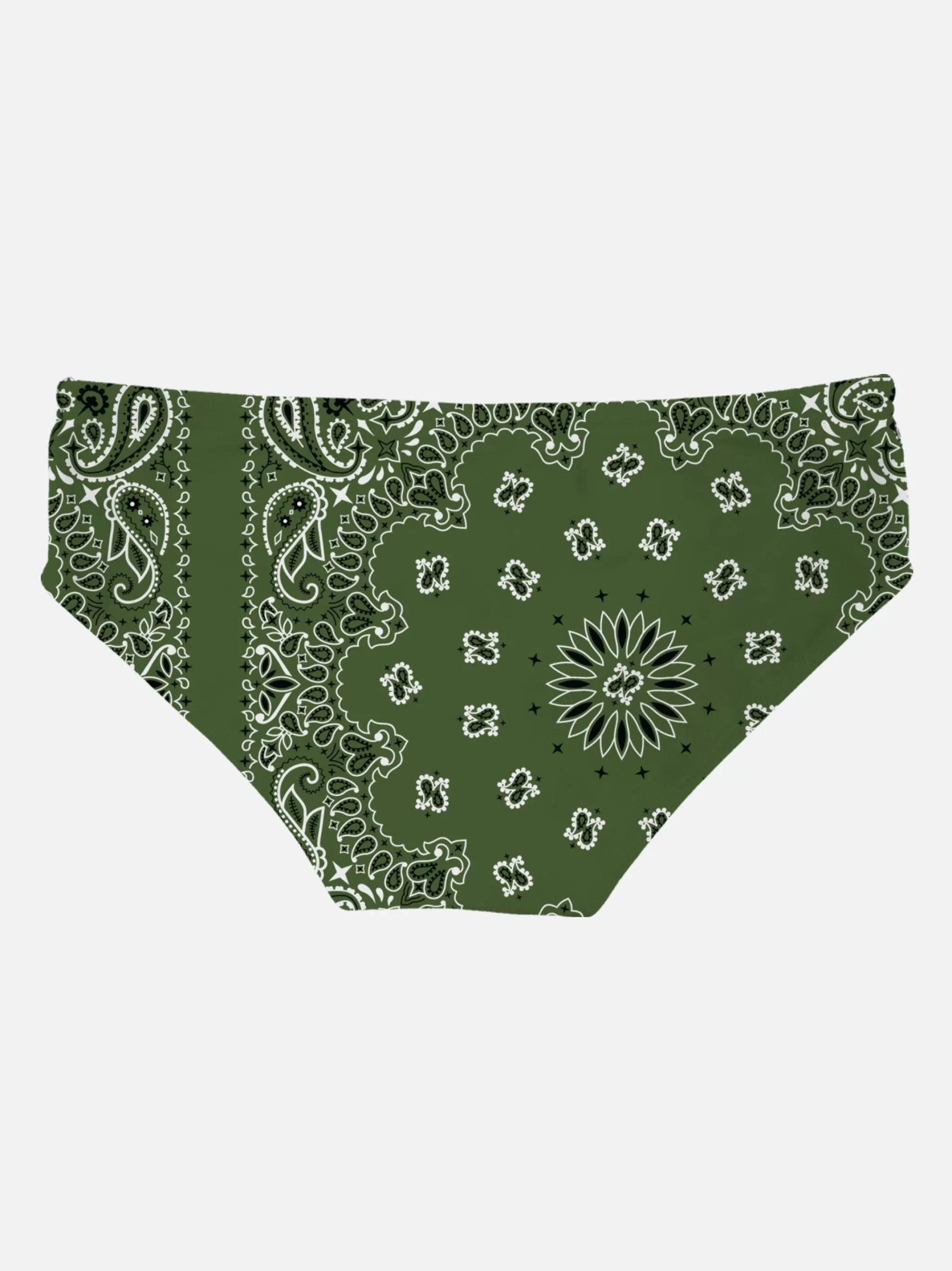 MC2 Saint Barth Man swim briefs with military green bandanna print Flash Sale