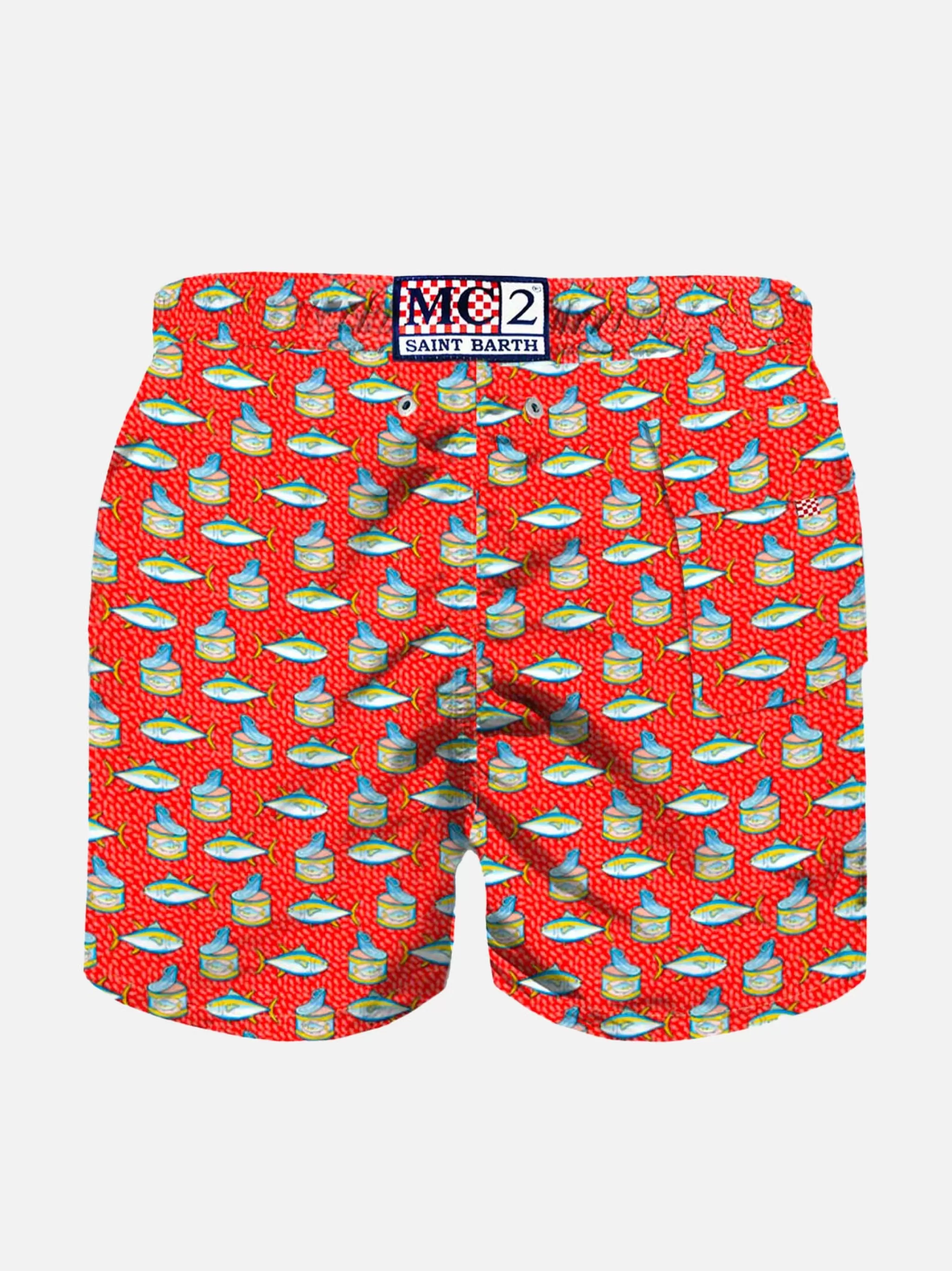 MC2 Saint Barth Micro tuna box print boy's light red swimshorts Online