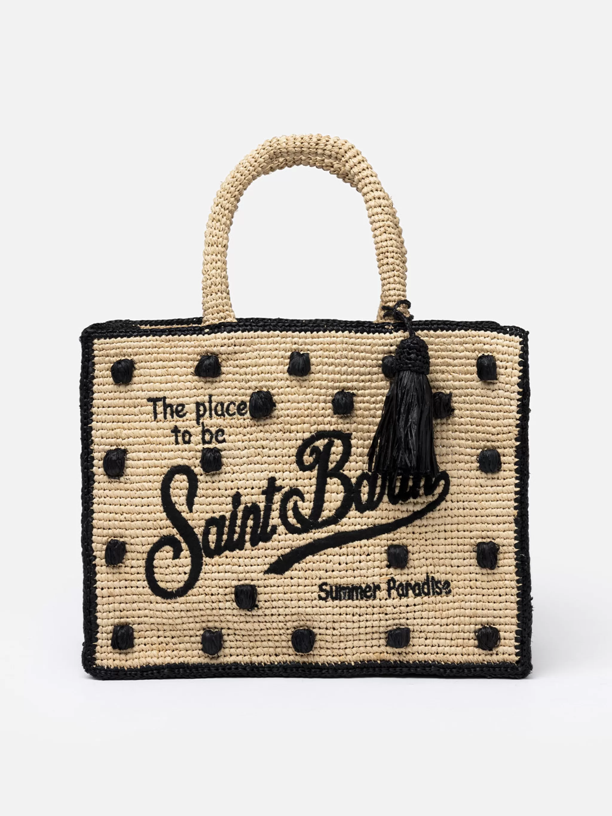 MC2 Saint Barth Natural beige Colette Raffia handbag with polka dot appliqués Flash Sale