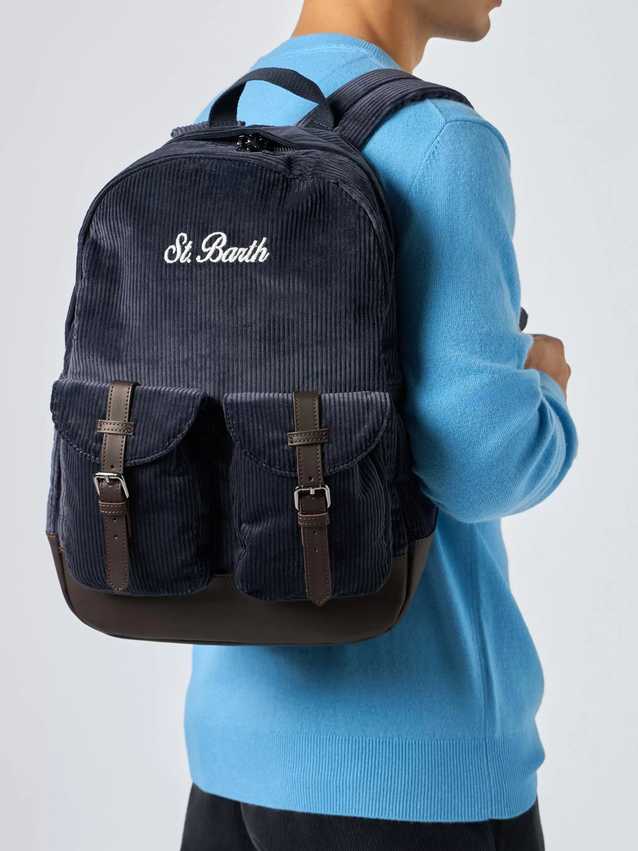 MC2 Saint Barth Navy blue corduroy backpack Cody Shop