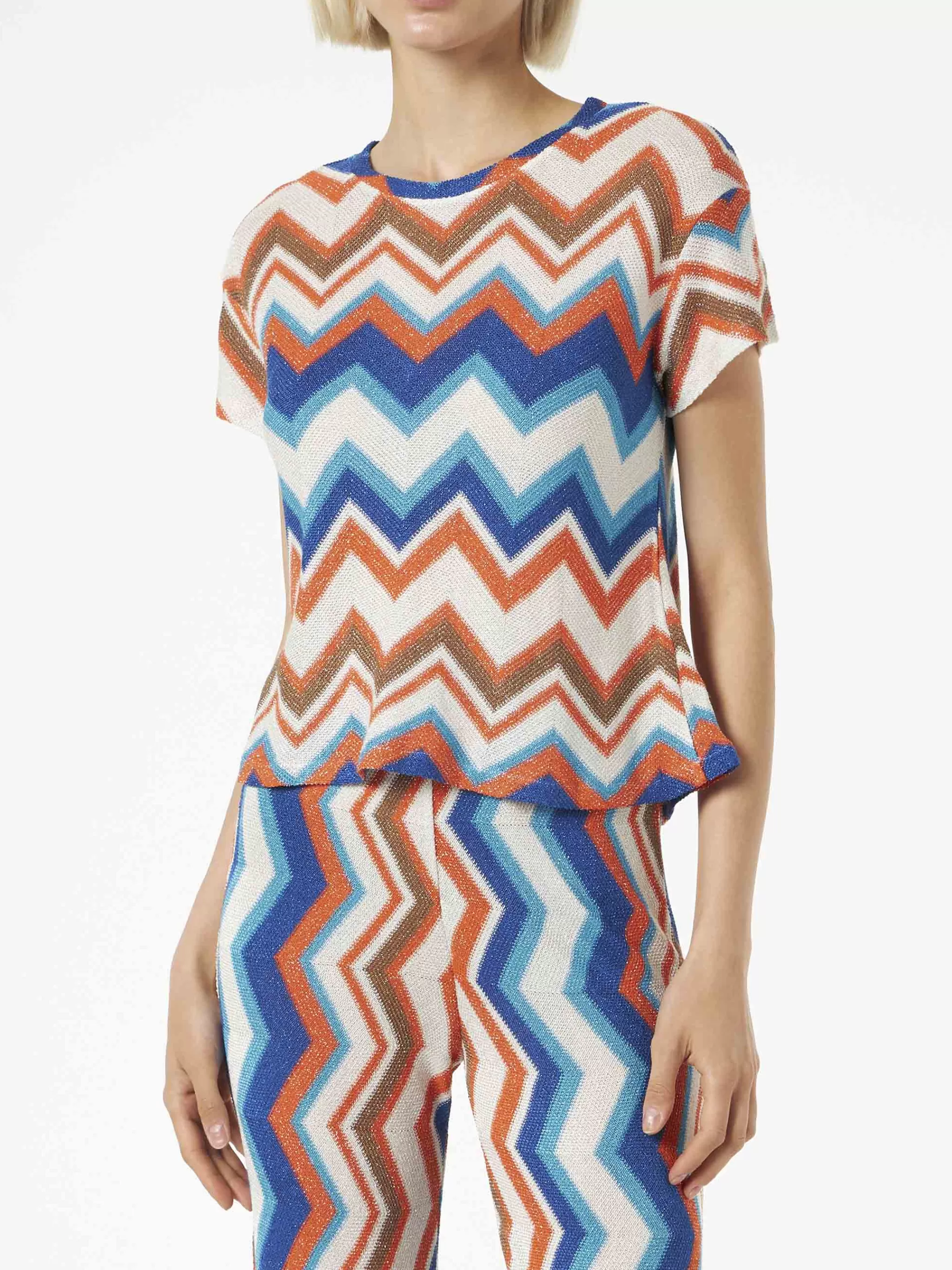 MC2 Saint Barth Orange chevron knitted top Online