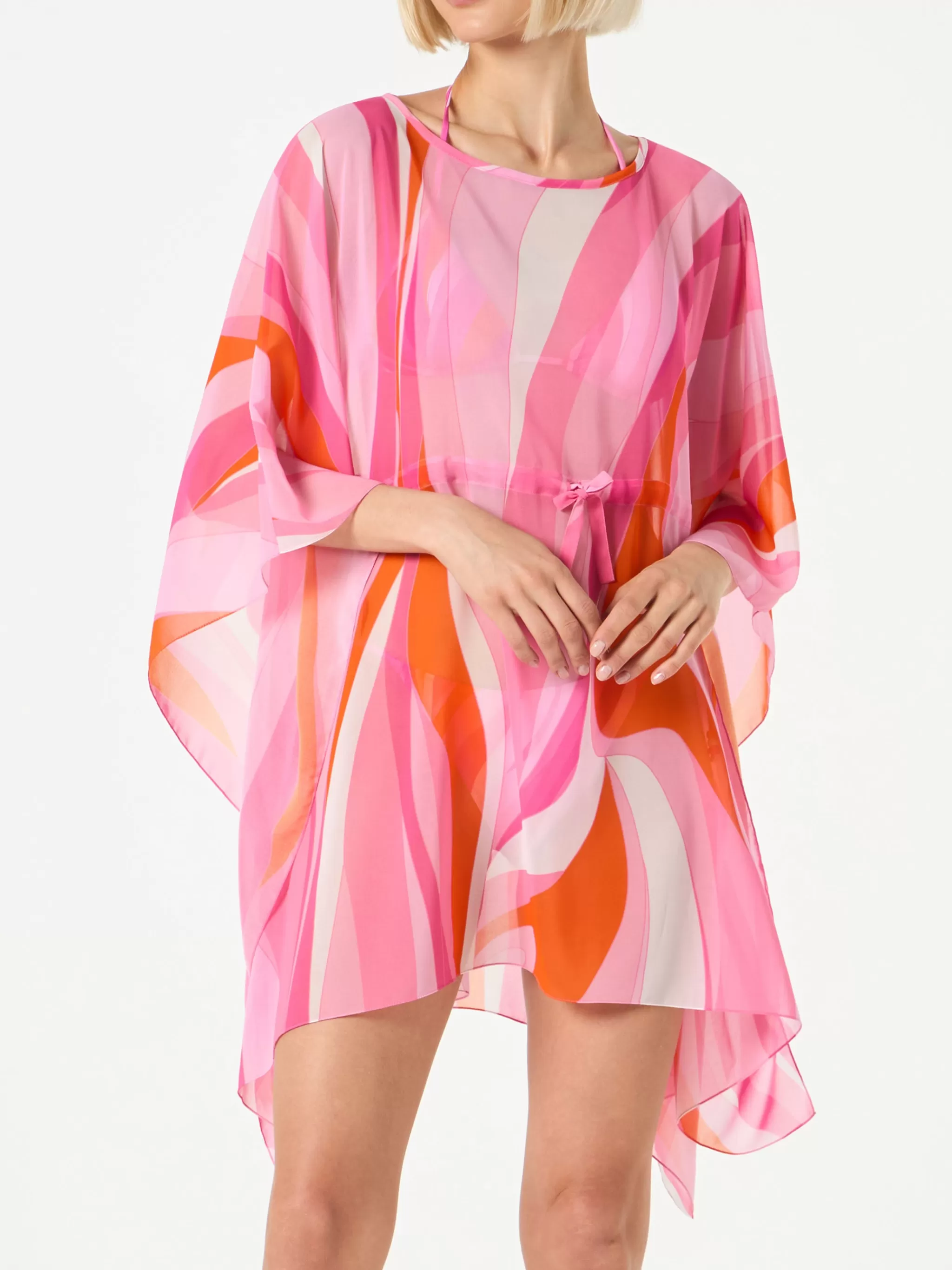 MC2 Saint Barth Pink and orange wave print caftan Discount