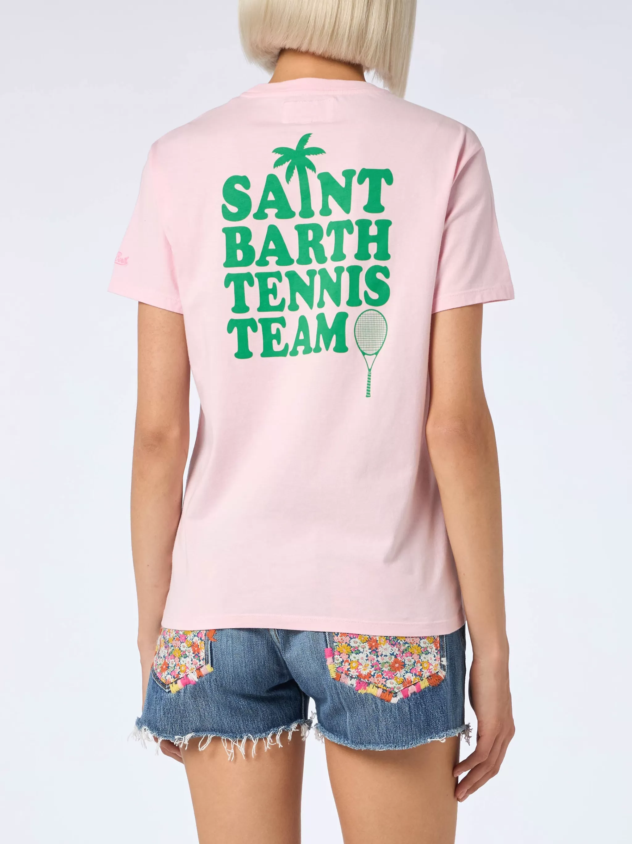 MC2 Saint Barth Pink Cotton t-shirt with "St Barth tennis team" print Fashion