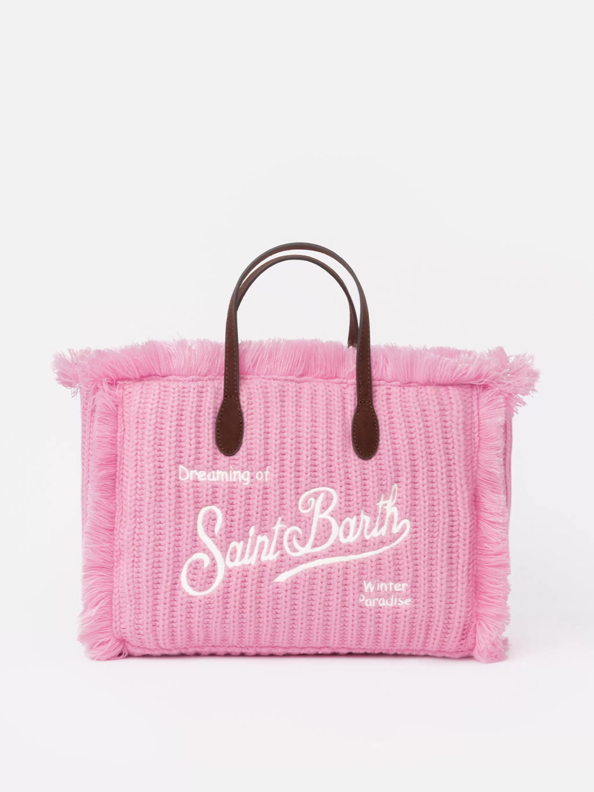 MC2 Saint Barth Pink rib knit Colette handbag with logo embroidery Best