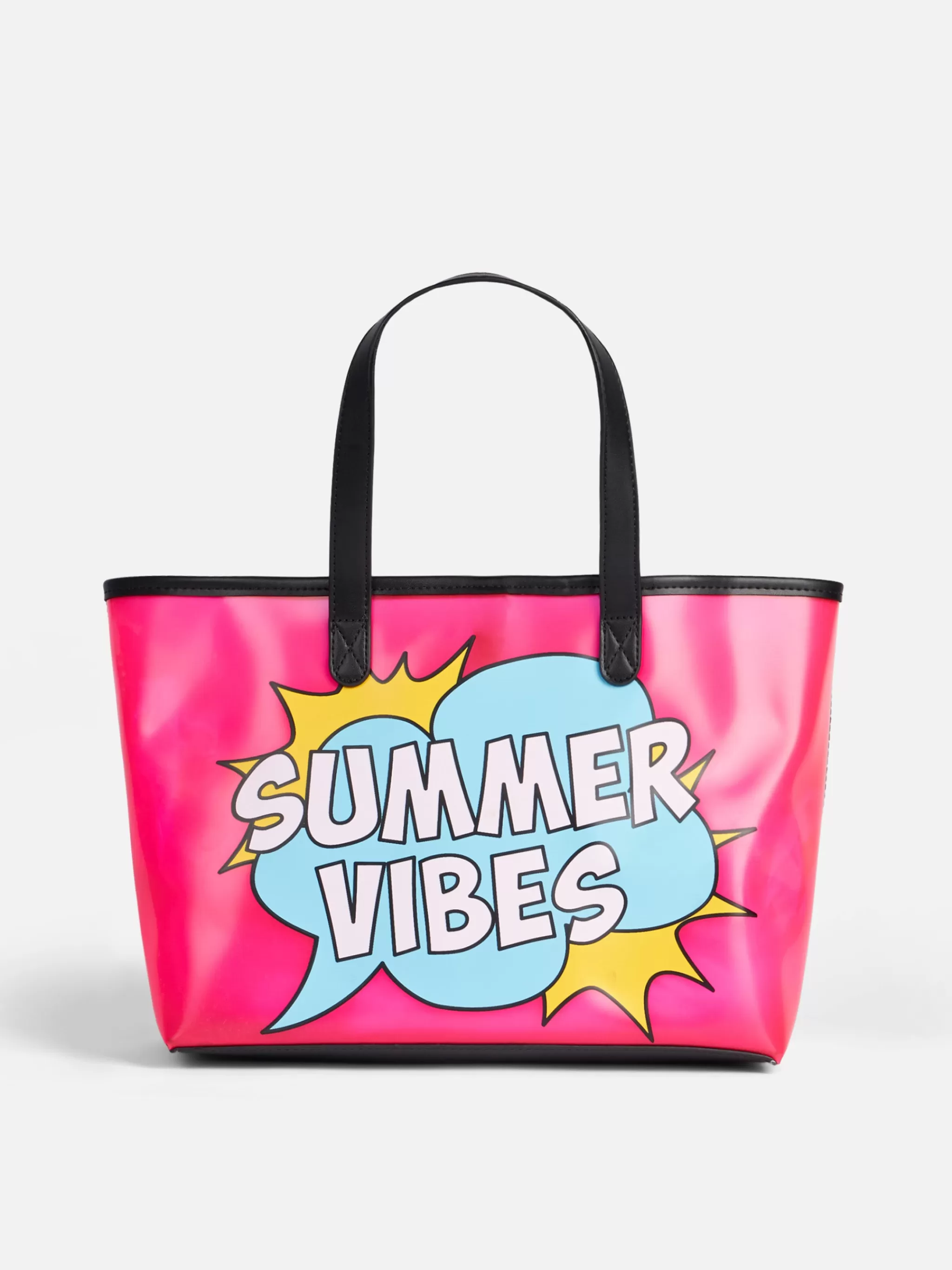 MC2 Saint Barth Pink transparent pvc beach bag with Summer Vibes print Best