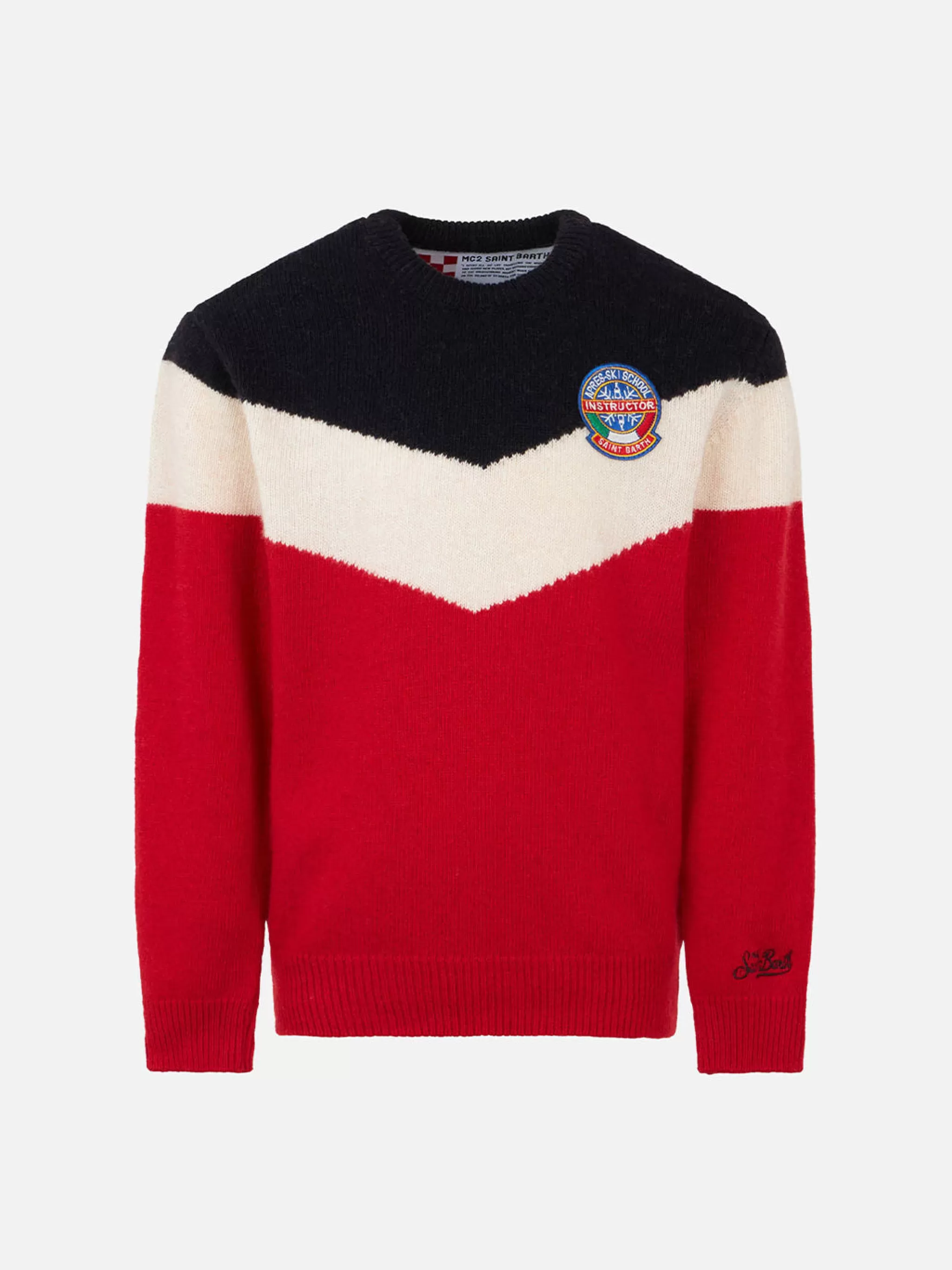 MC2 Saint Barth Red and blue boy sweater with patch Best